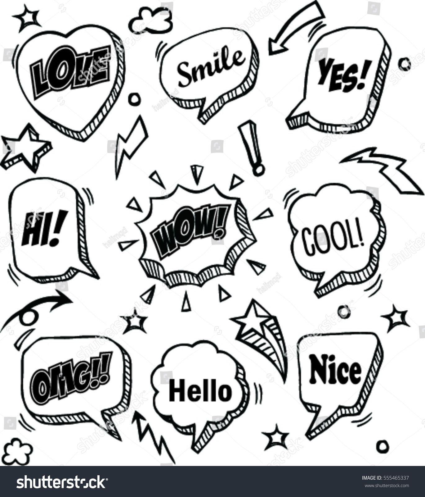 Hand drawn of speech comic bubbles. Comic sound - Royalty Free Stock ...