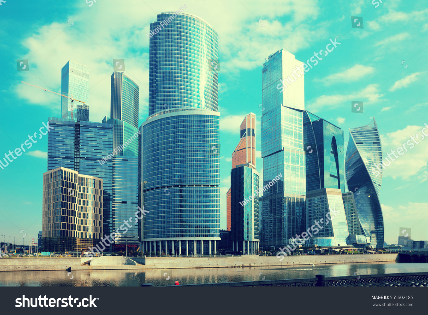View on moscow international business center on bright summer day #555602185