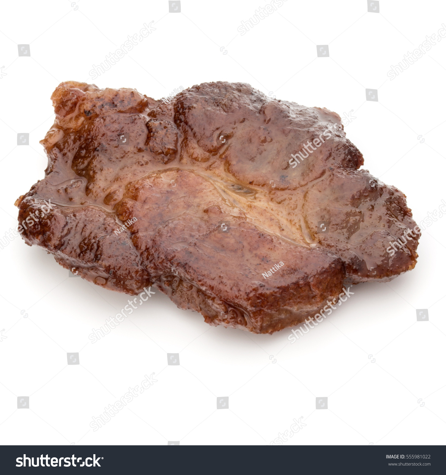 Cooked fried pork meat isolated on white background cutout. #555981022