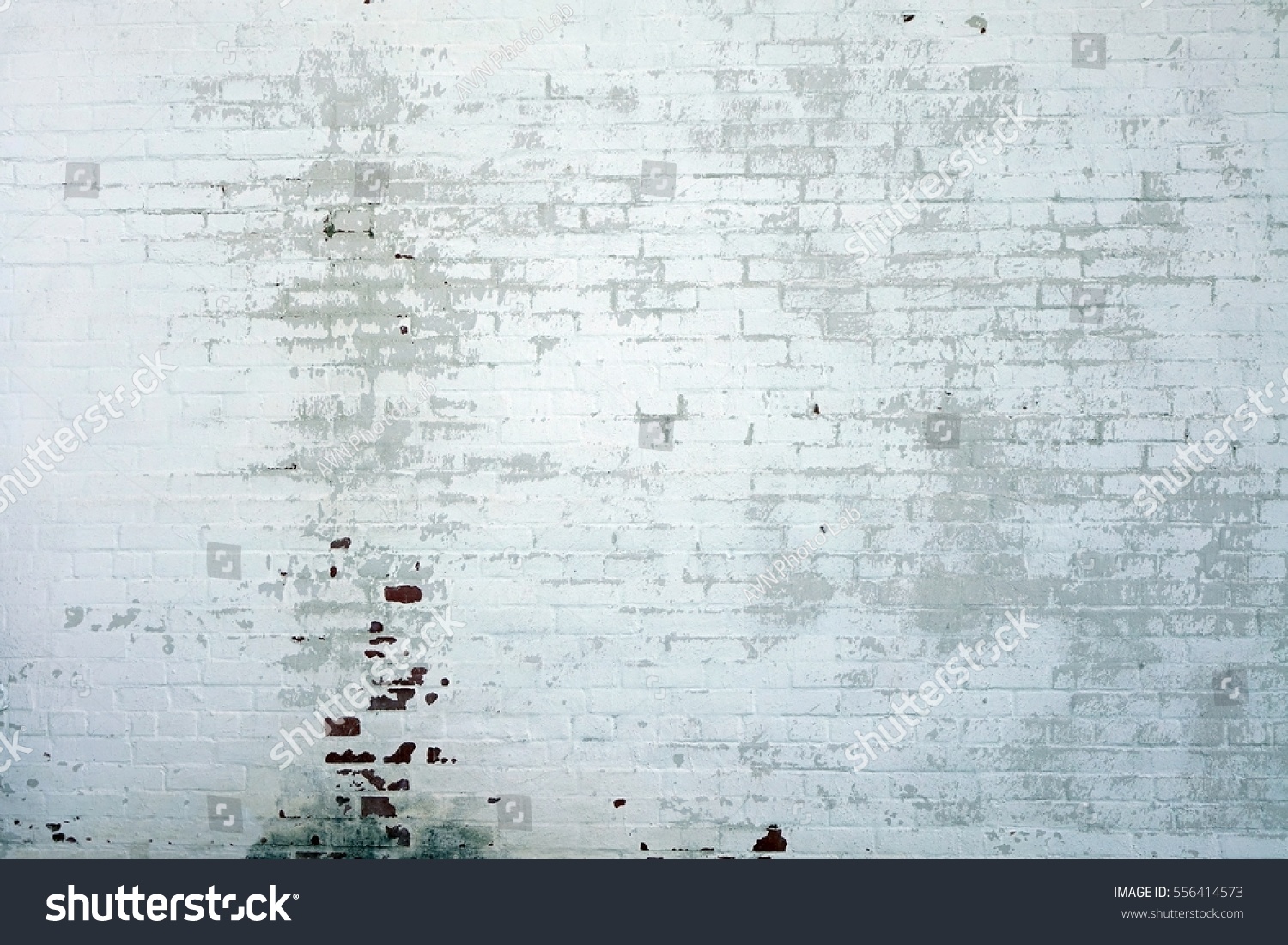 White Rustic Brick Texture. Retro Whitewashed Old Brick Wall Surface.  #556414573