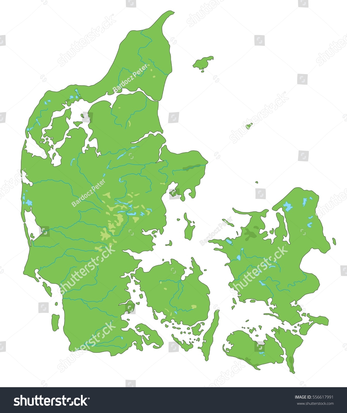 High detailed Denmark physical map. - Royalty Free Stock Vector ...