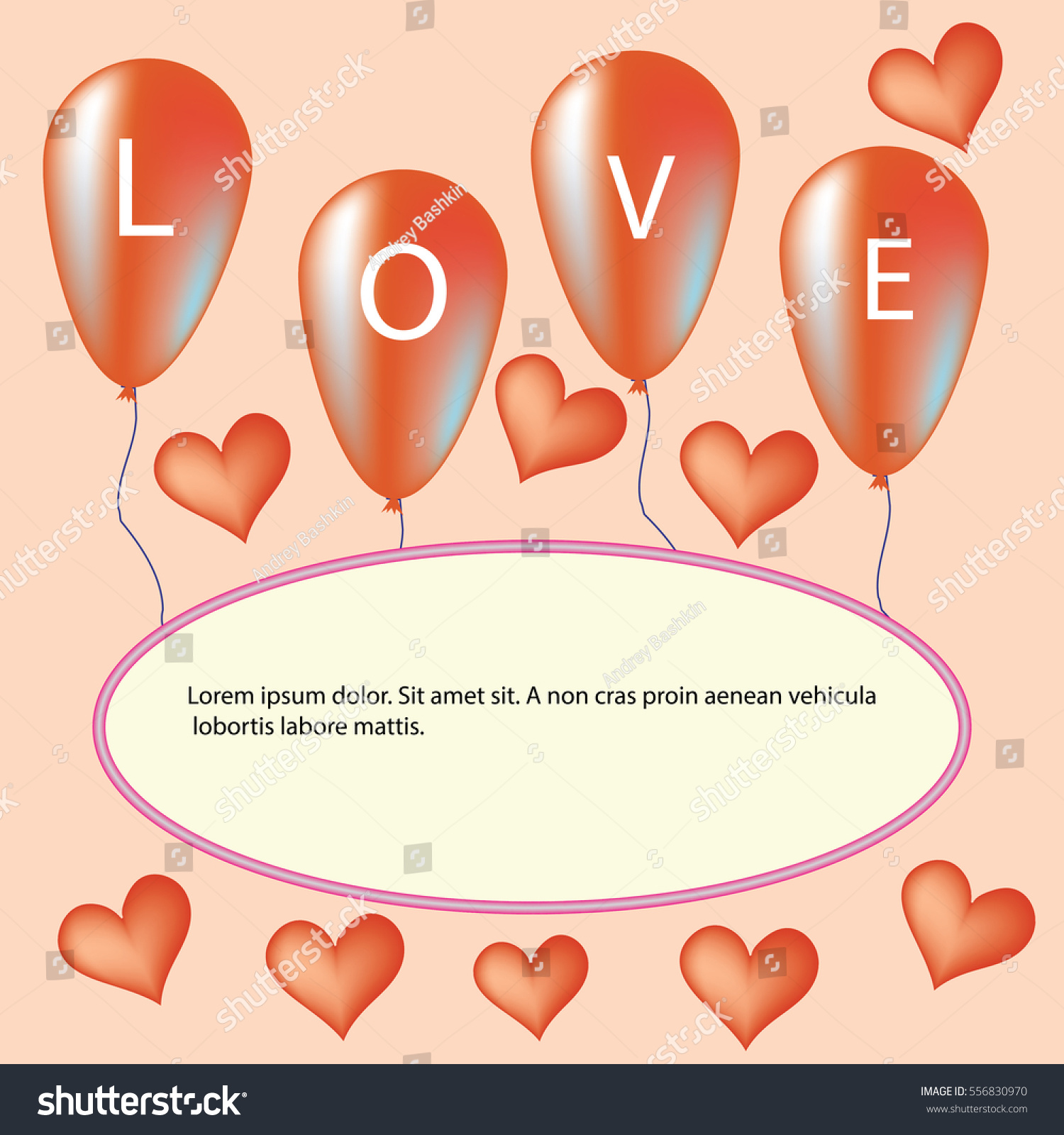 Love You Valentine's Day Greeting card, vector illustration #556830970