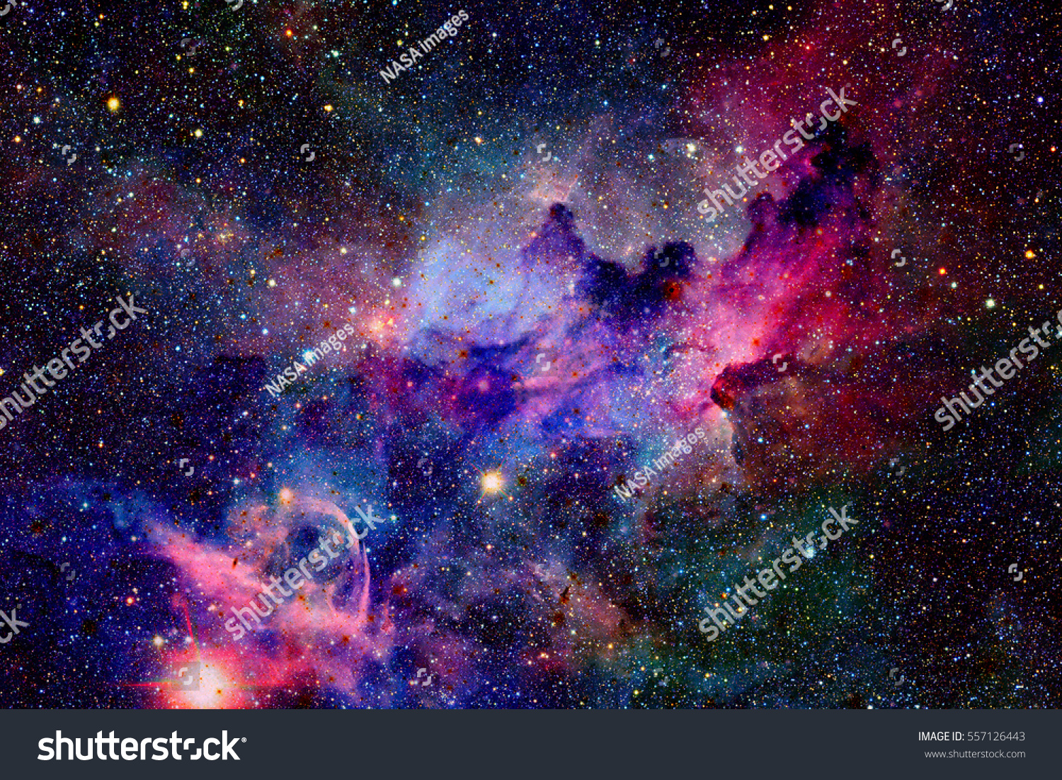 Nebula and galaxies in space. Elements of this image furnished by NASA. #557126443
