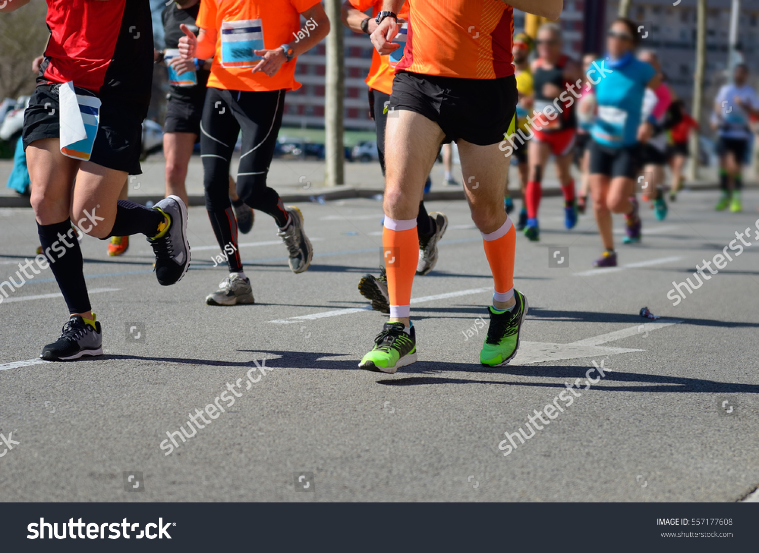 Marathon running race, runners feet on road, sport, fitness and healthy lifestyle concept
 #557177608