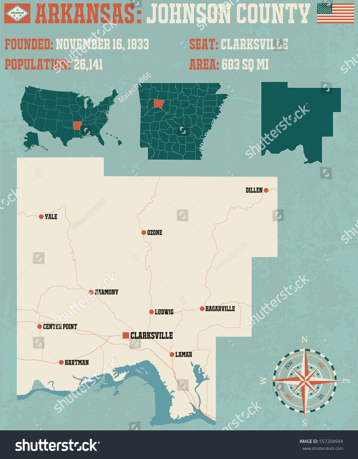 Large And Detailed Map Of Johnson County In Royalty Free Stock Vector 557204944 4540