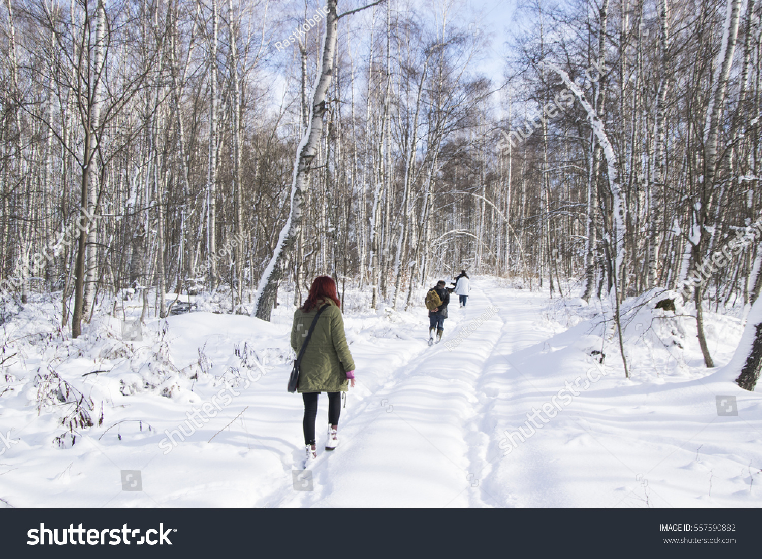 hiking in winter mountains. People traveling and sport concept. #557590882