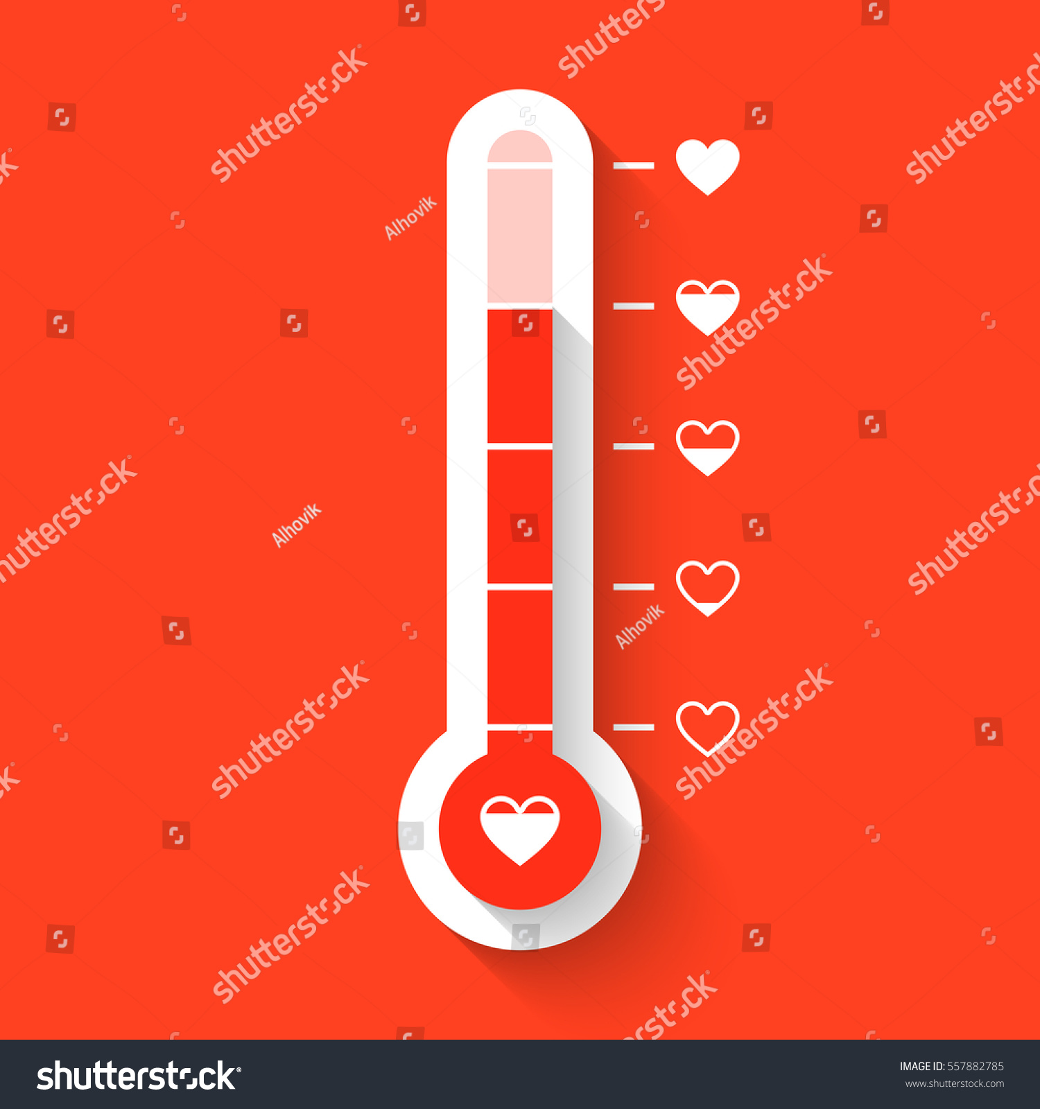 Love thermometer Valentines Day card element vector illustration #557882785