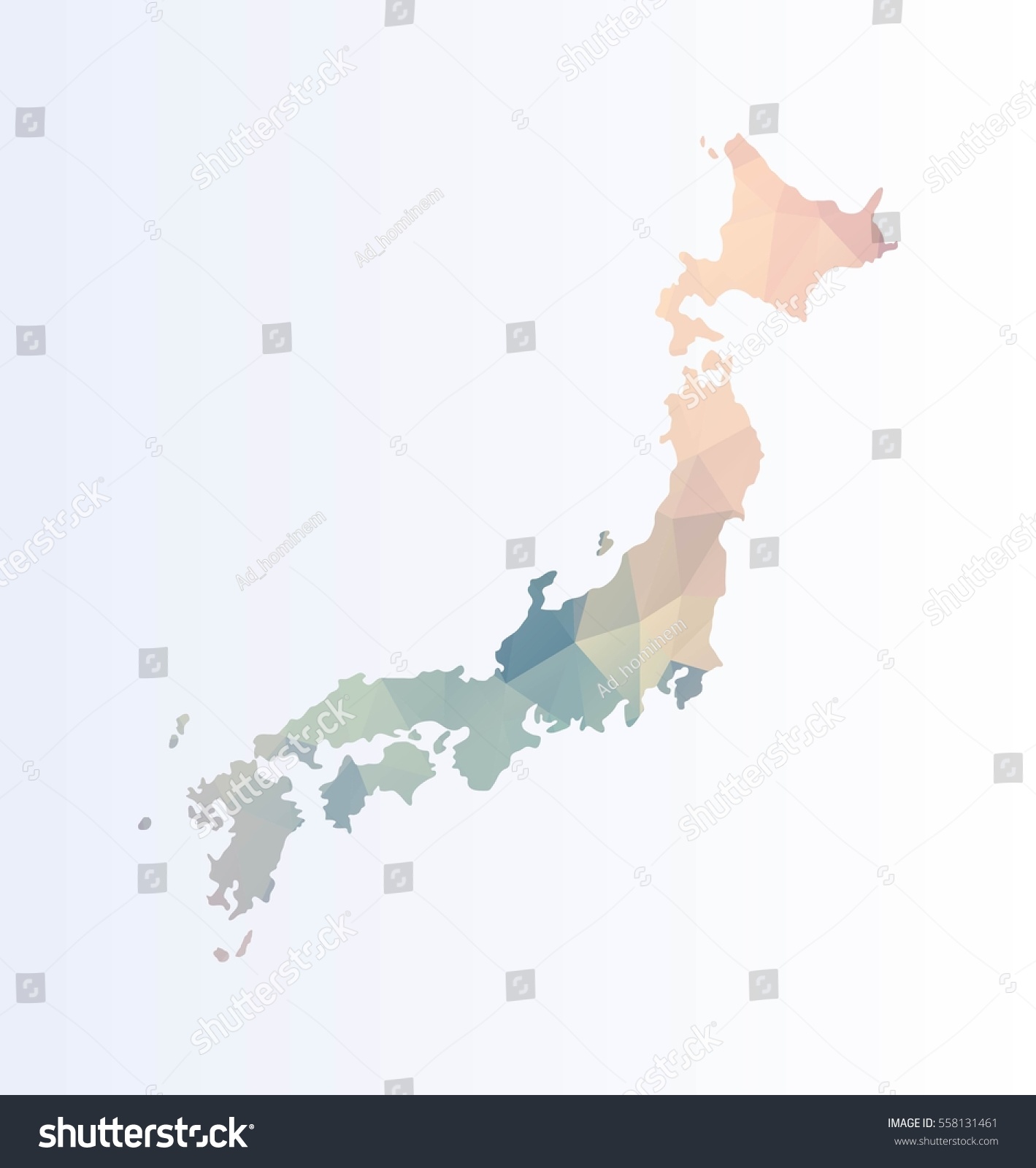 Polygonal map of Japan - Royalty Free Stock Vector 558131461 - Avopix.com