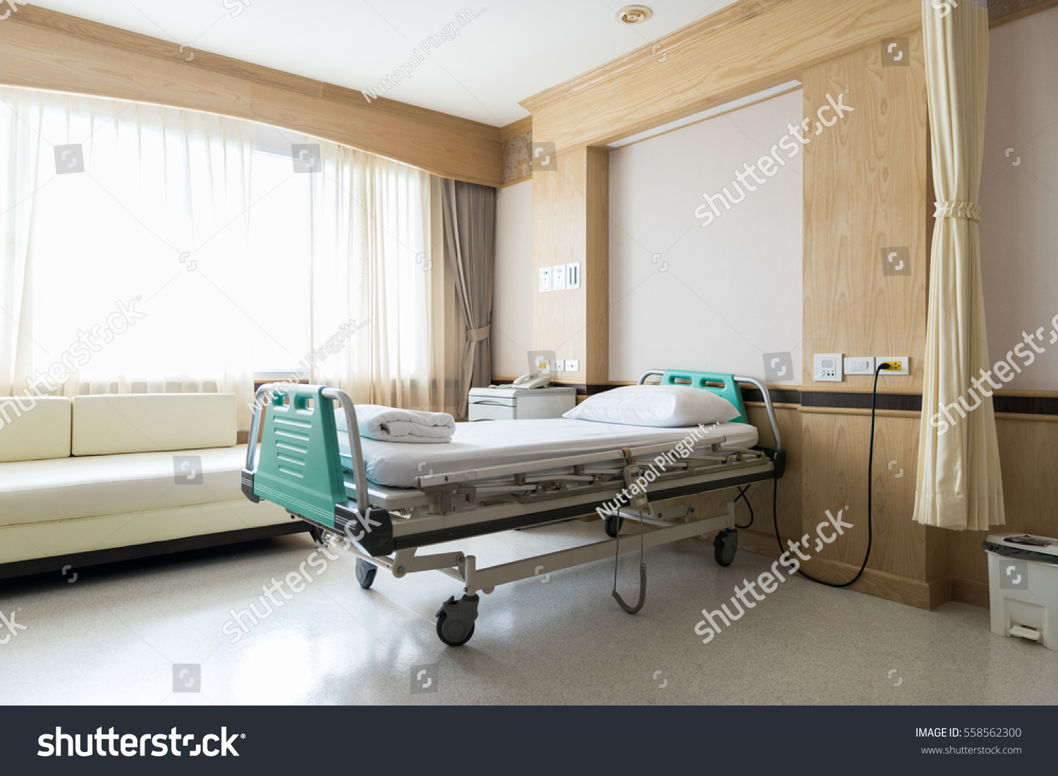 Interior of an empty hospital room. #558562300