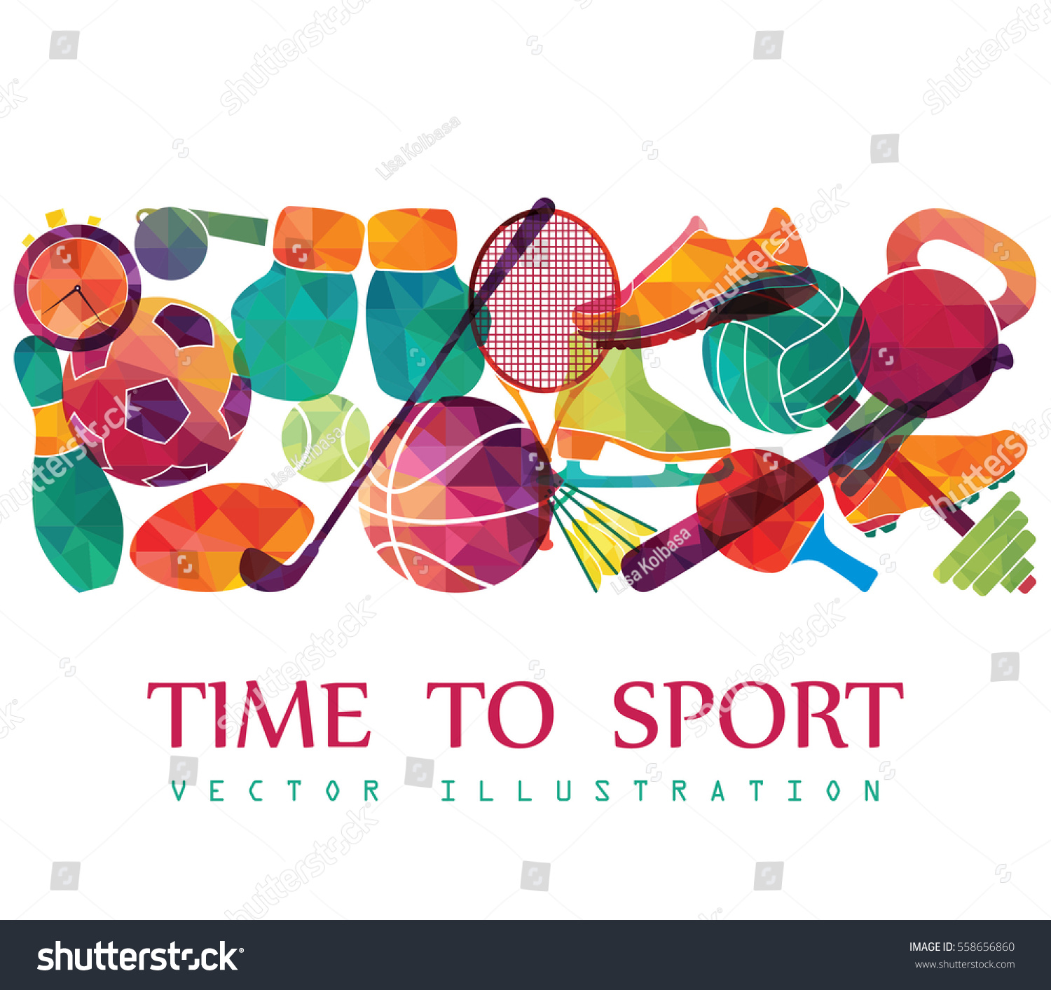 Color sport background. Football, basketball, hockey, box, golf, tennis. Vector illustration #558656860