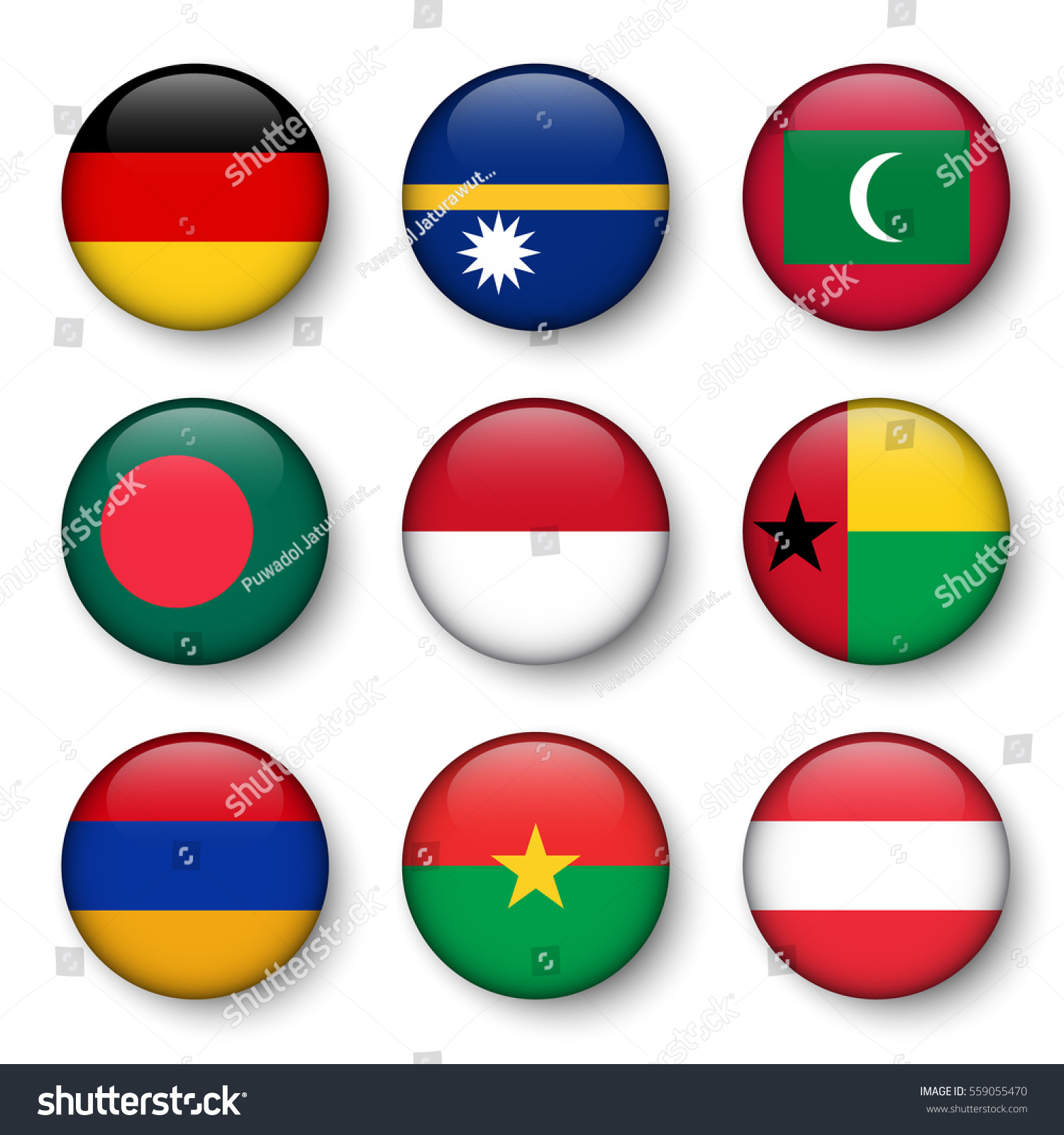 Set Of World Flags Round Badges Germany Royalty Free Stock Vector