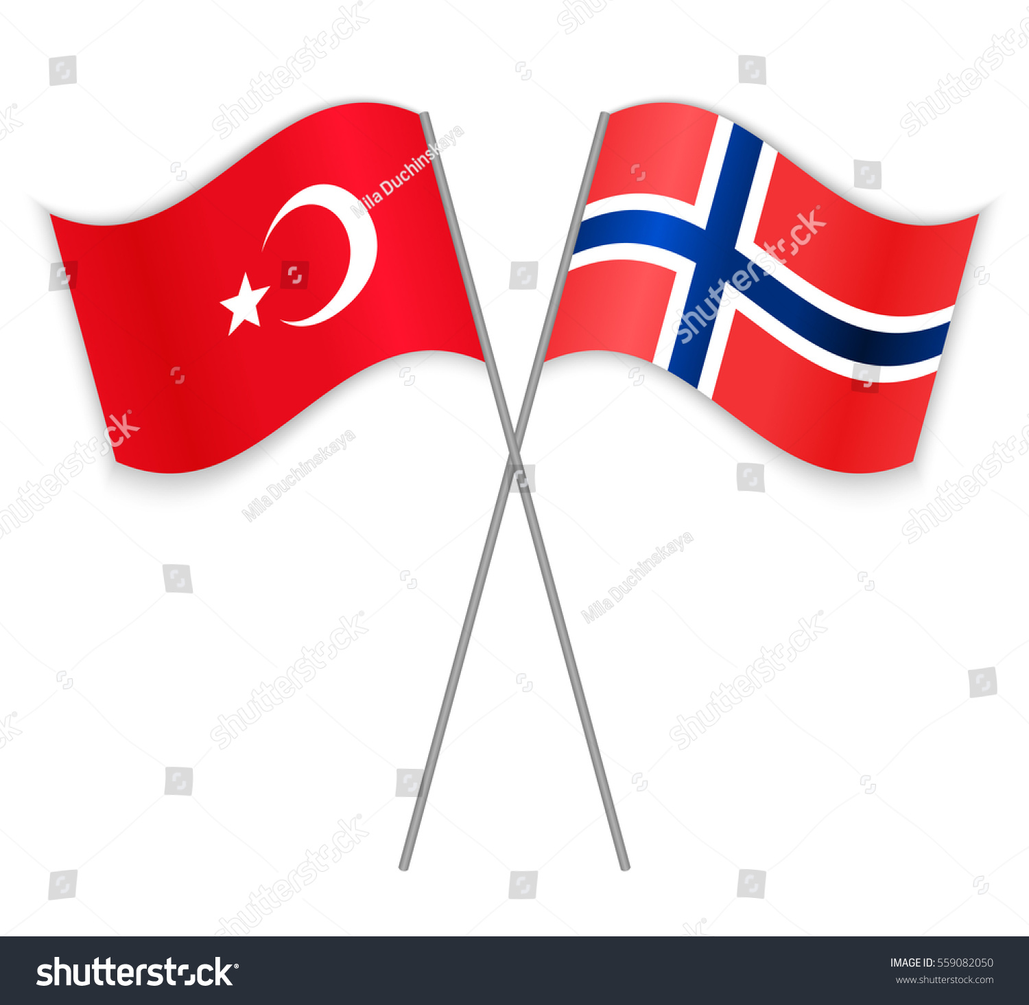 Turkish and Norwegian crossed flags. Turkey - Royalty Free Stock Vector ...