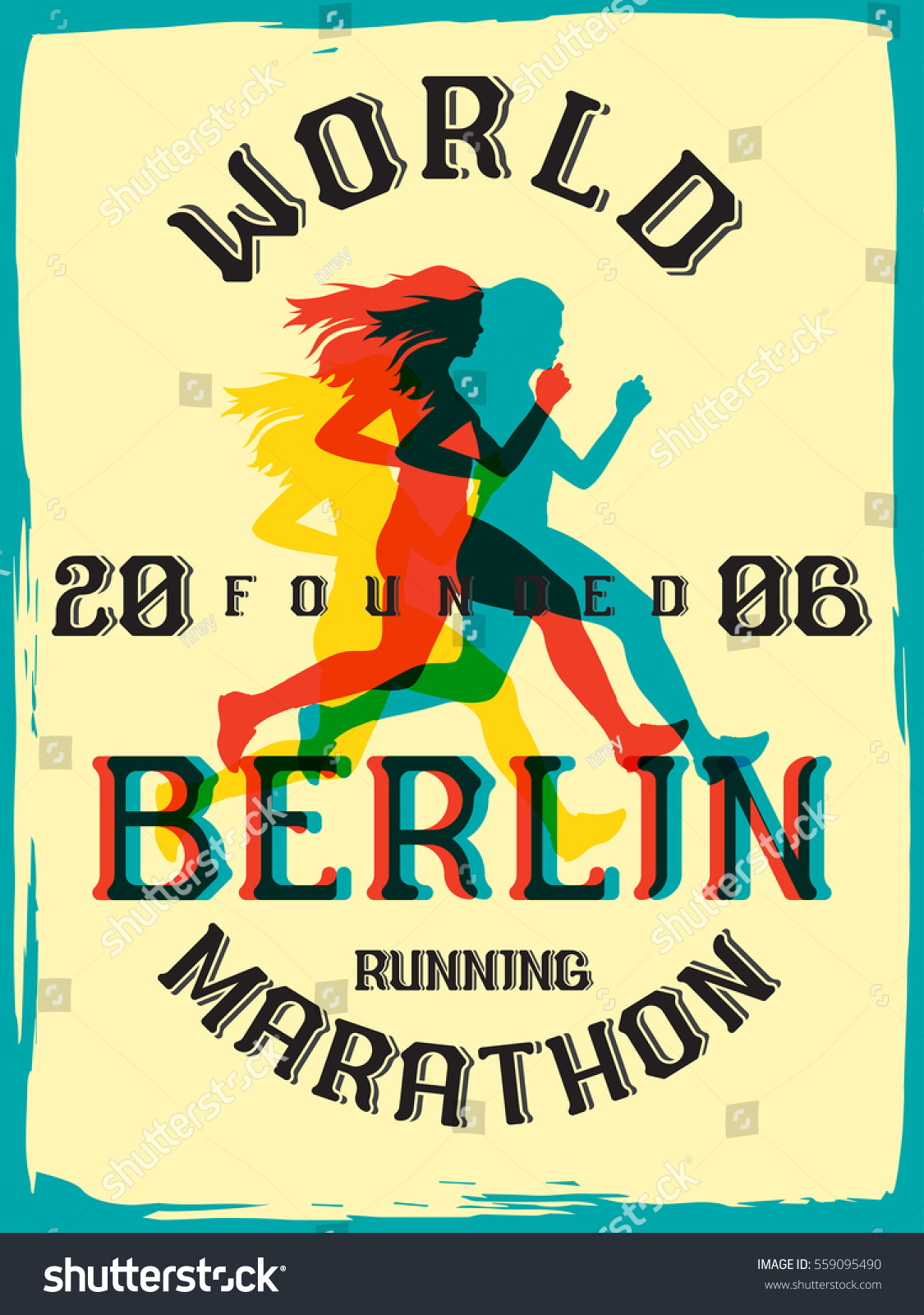 World marathon series retro poster. Berlin Royalty Free Stock Vector