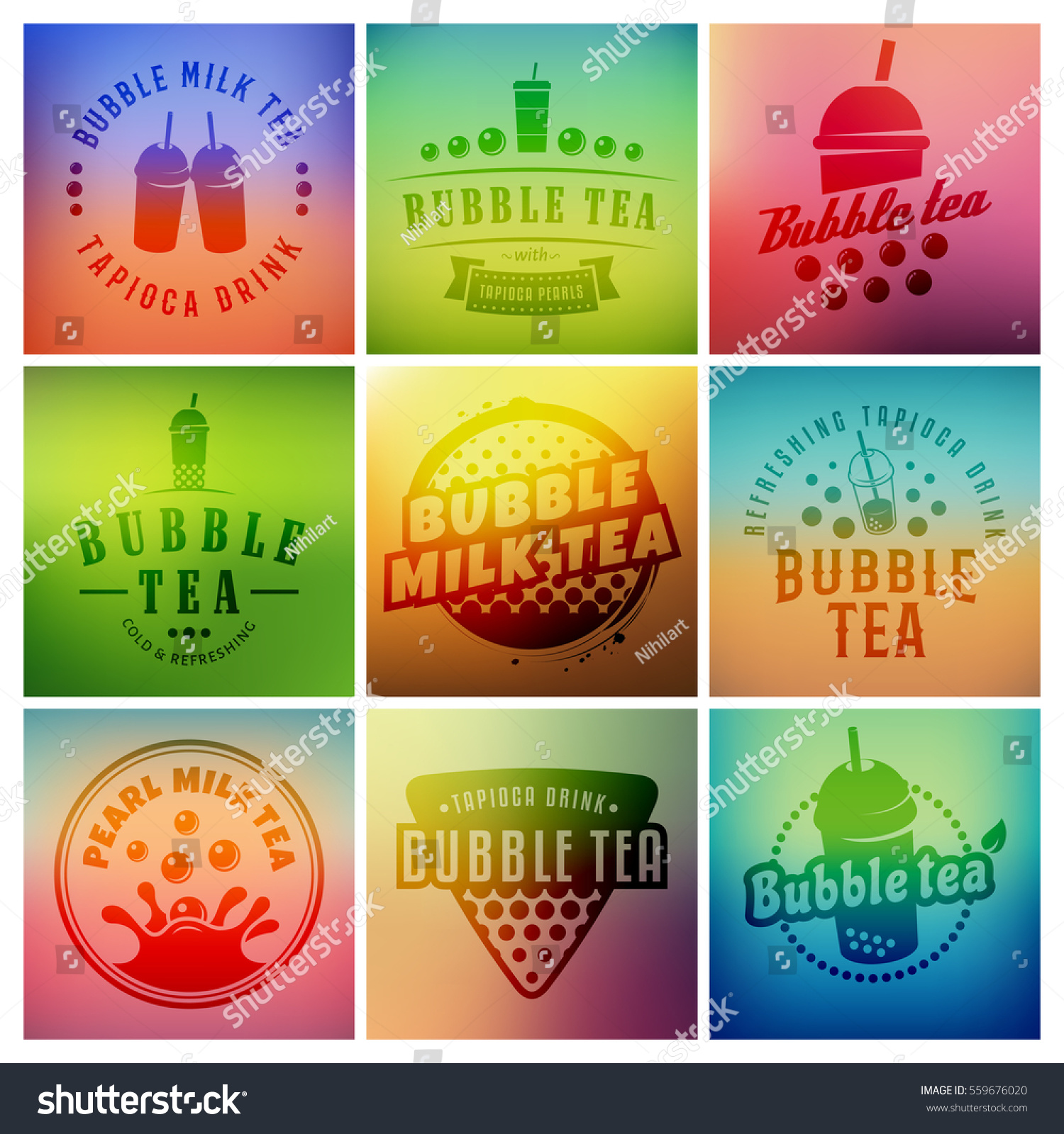 Vector Bubble Tea Logos Set Of Pearl Tea Labels Royalty Free Stock Vector 559676020 3815