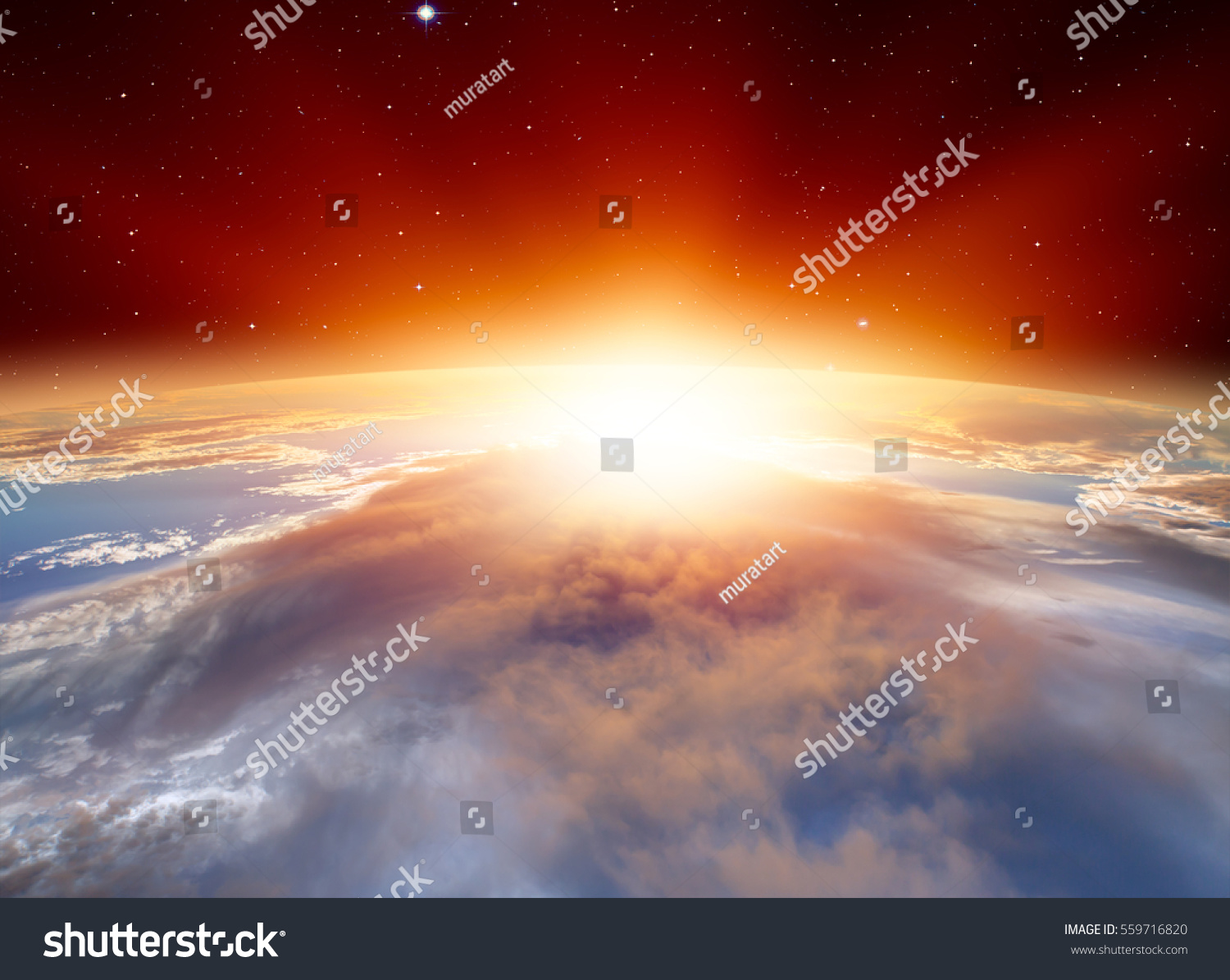 Planet Earth with a spectacular sunset. ."Elements of this image furnished by NASA" #559716820