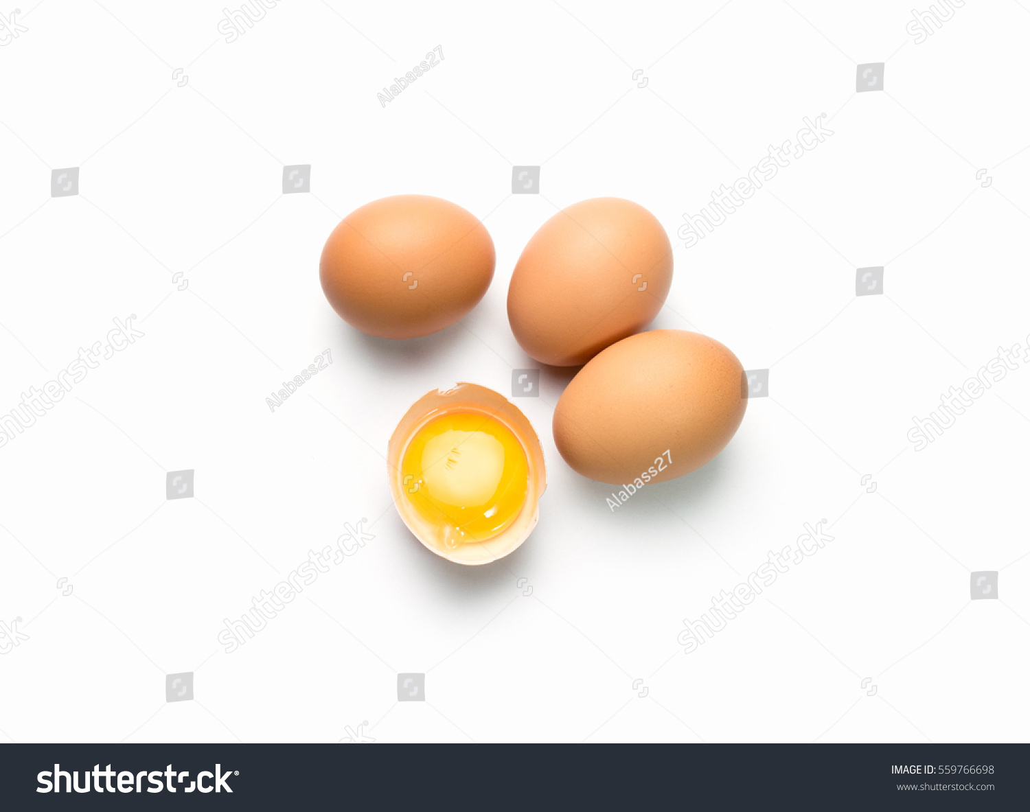 egg on white background with egg is broken #559766698