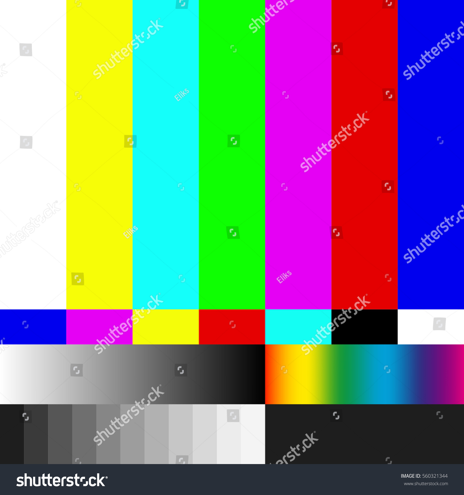 Error on television screen. No signal. Tv pattern signal for test purposes. Test TV screen. EPS 10 vector file included #560321344