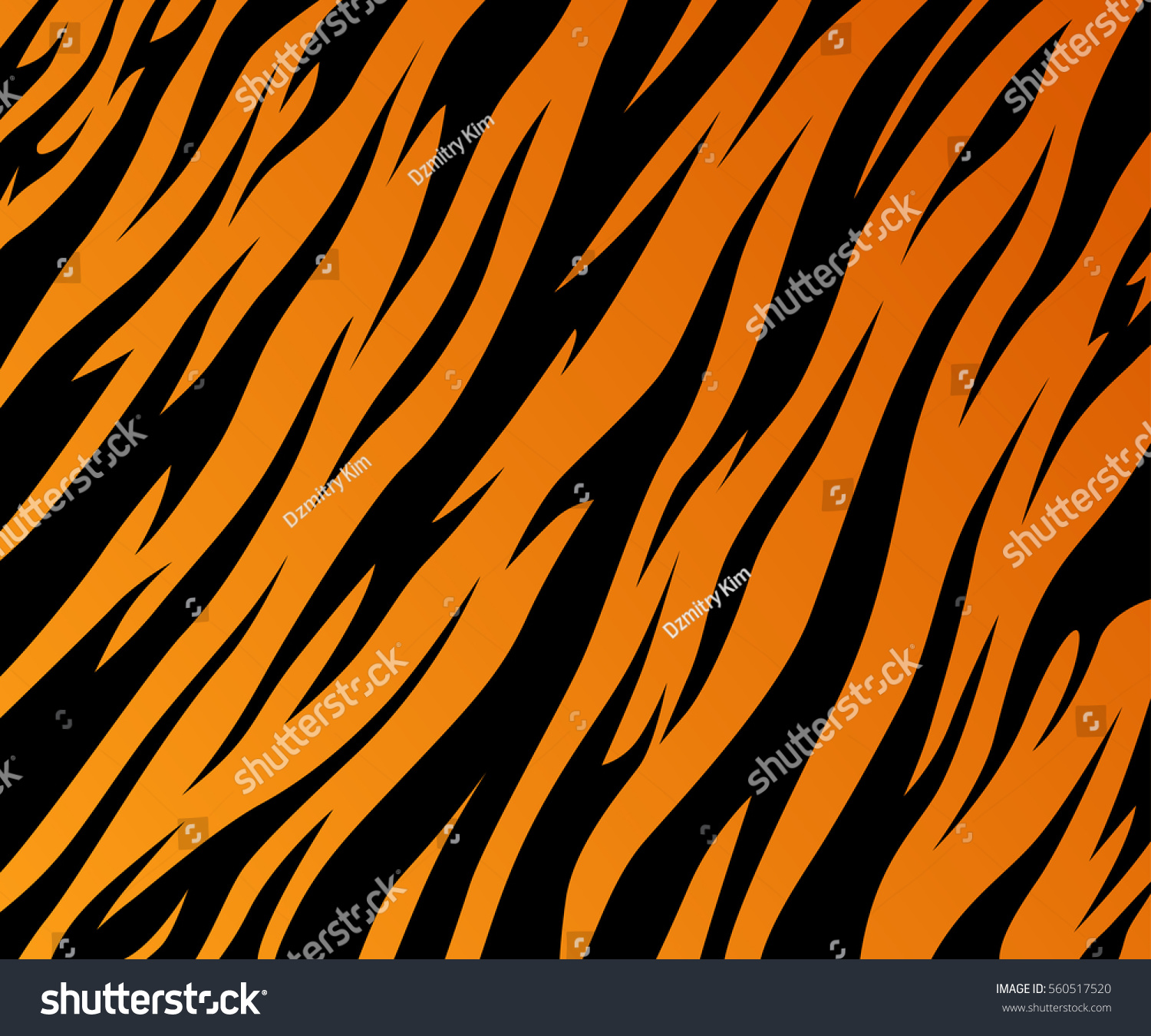 Tiger texture abstract background orange black. Vector jungle strip #560517520