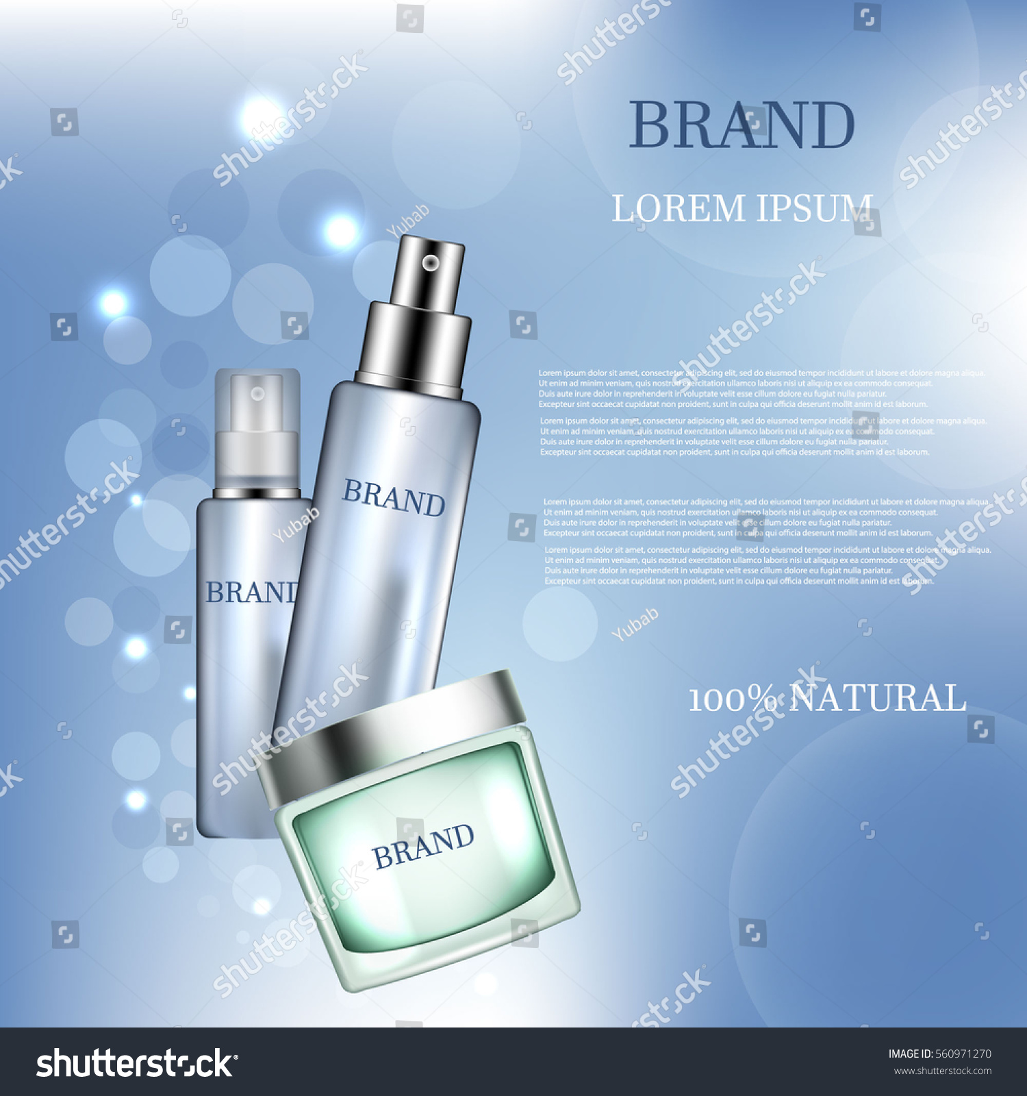 Facial cream and lotion. 3D illustration. #560971270