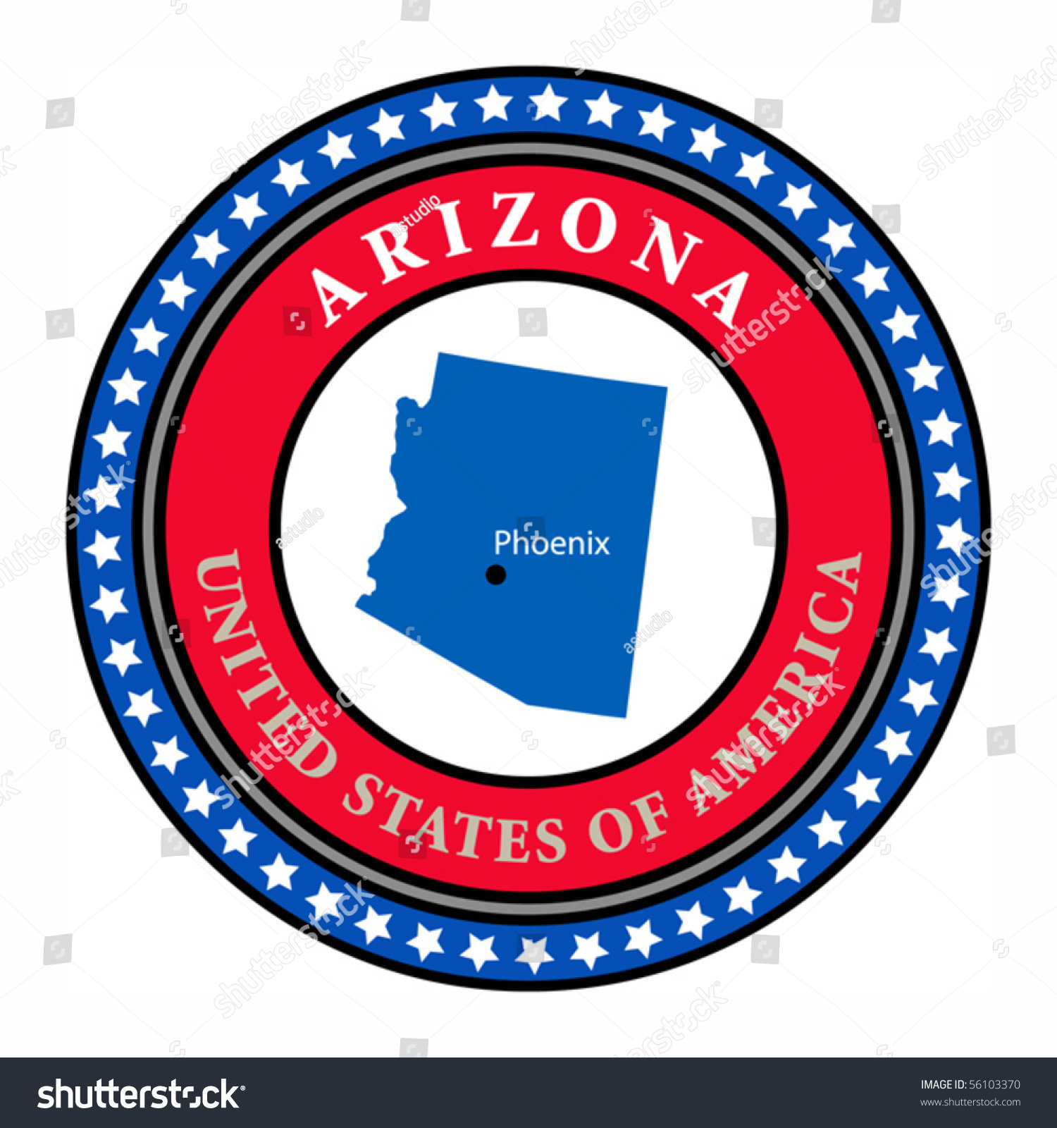 Label with name and map of Arizona, vector - Royalty Free Stock Vector ...