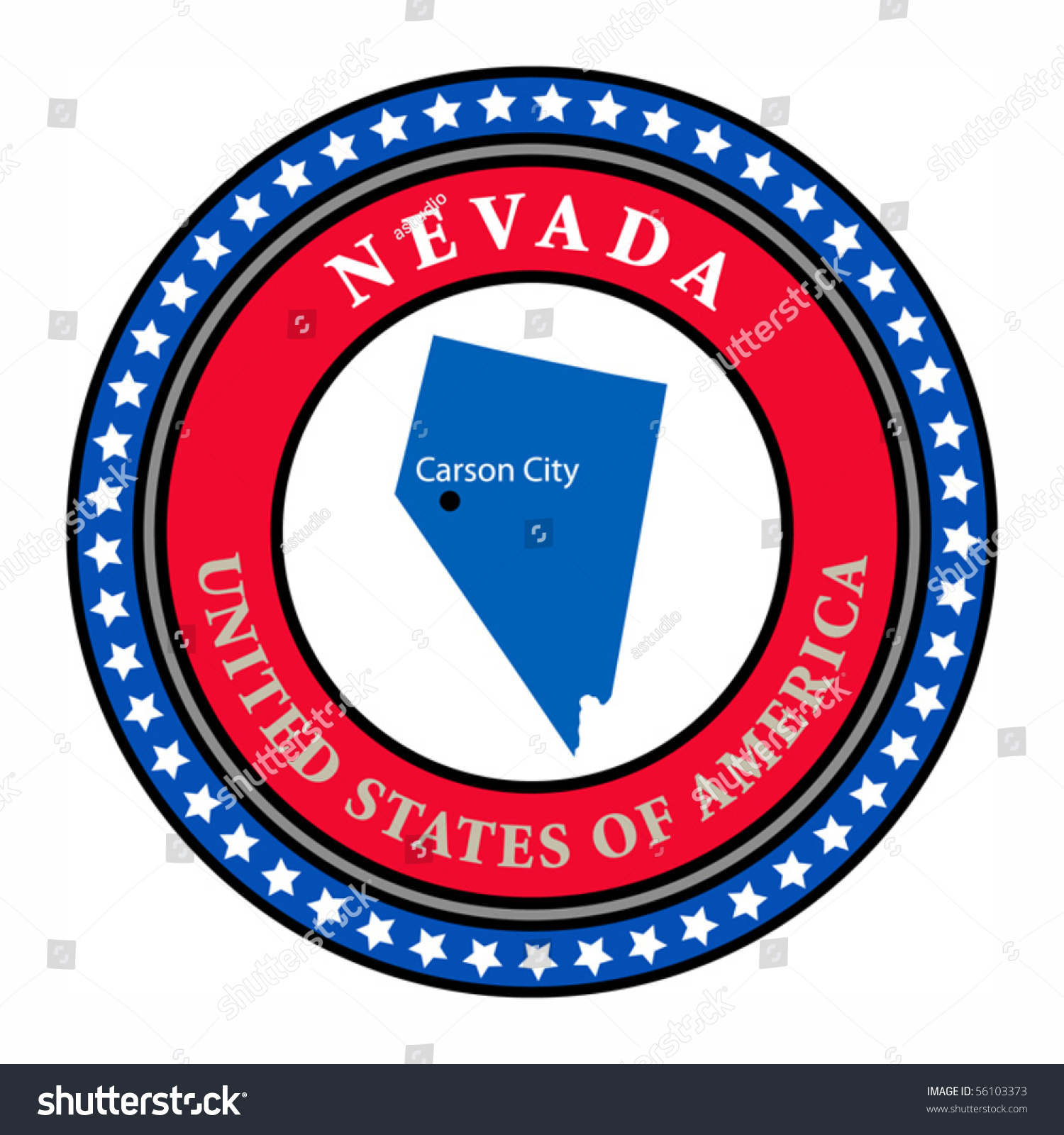 Label with name and map of Nevada, vector - Royalty Free Stock Vector ...