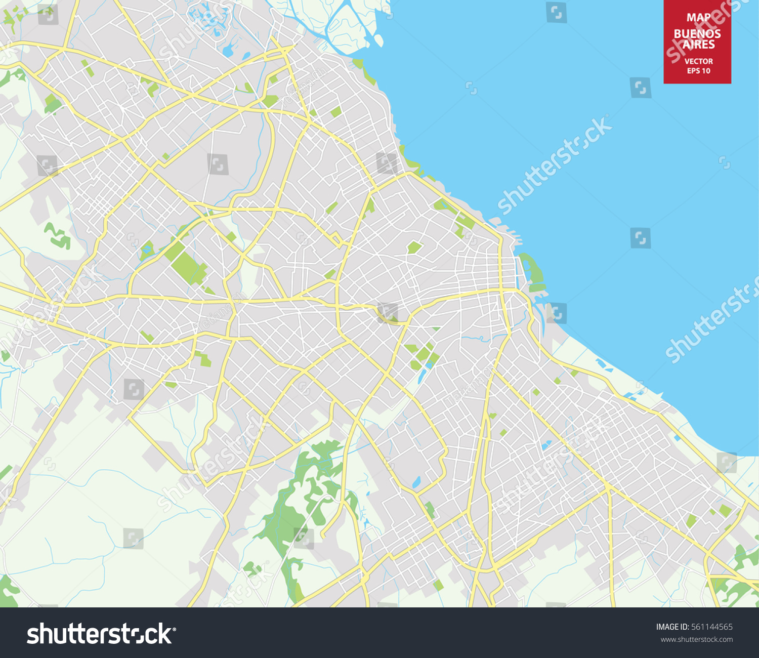 Vector Color Map Of Buenos Aires, Argentina. - Royalty Free Stock 