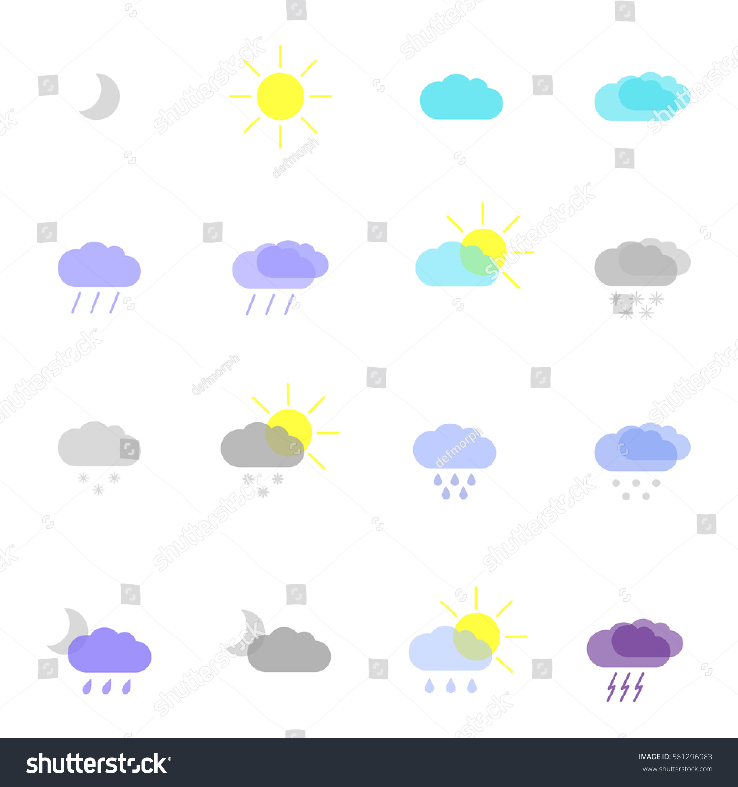 set with weather icons in different color #561296983