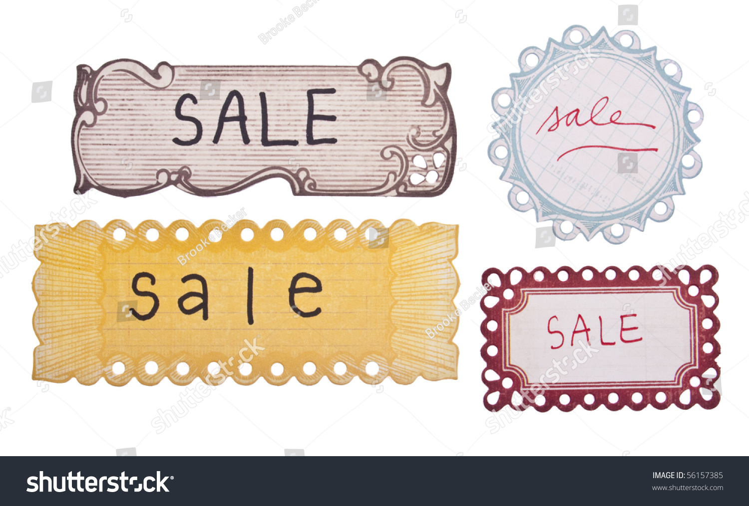 Handwritten Sale Tags with a Vintage Modern Style. #56157385