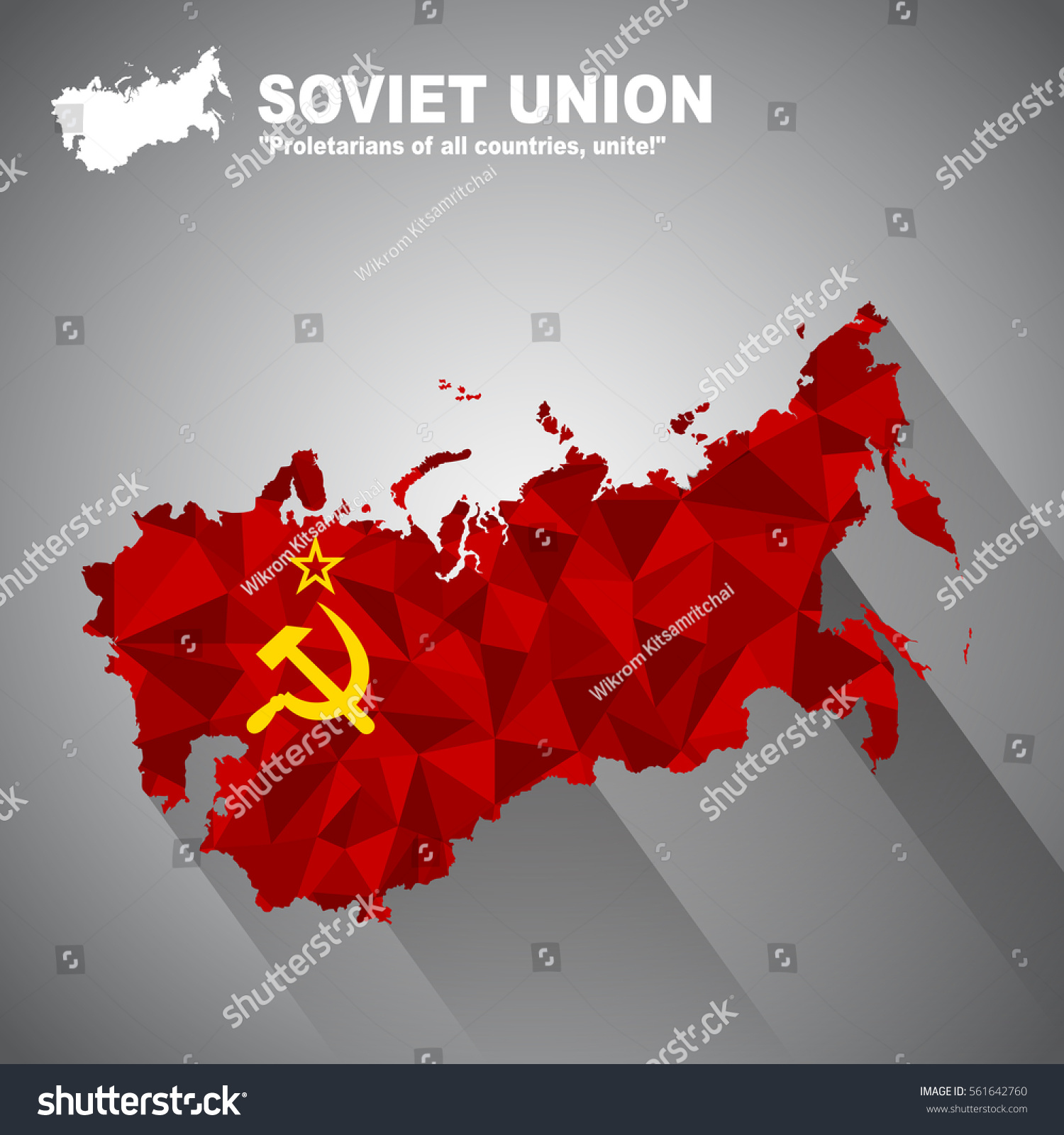 Soviet flag overlay on Soviet map with polygonal - Royalty Free Stock