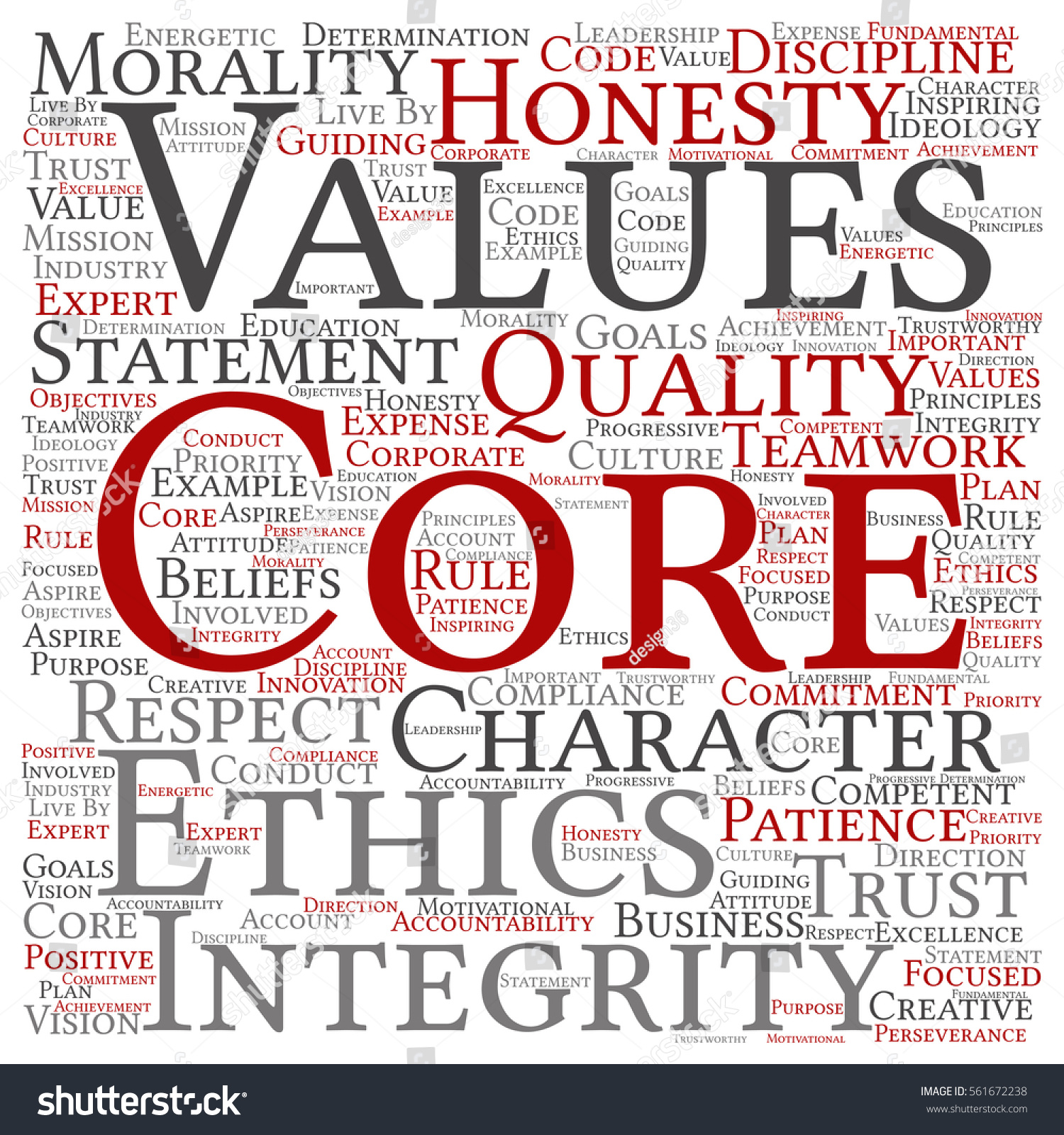 Conceptual core values integrity ethics square - Royalty Free Stock ...