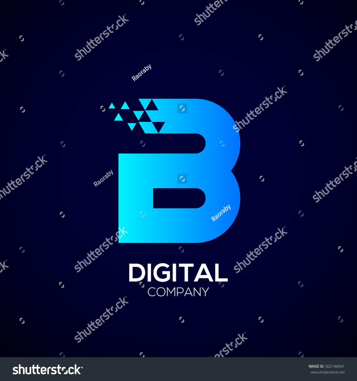 Letter B Pixel Logo, Triangle, Blue Color, - Royalty Free Stock Vector ...