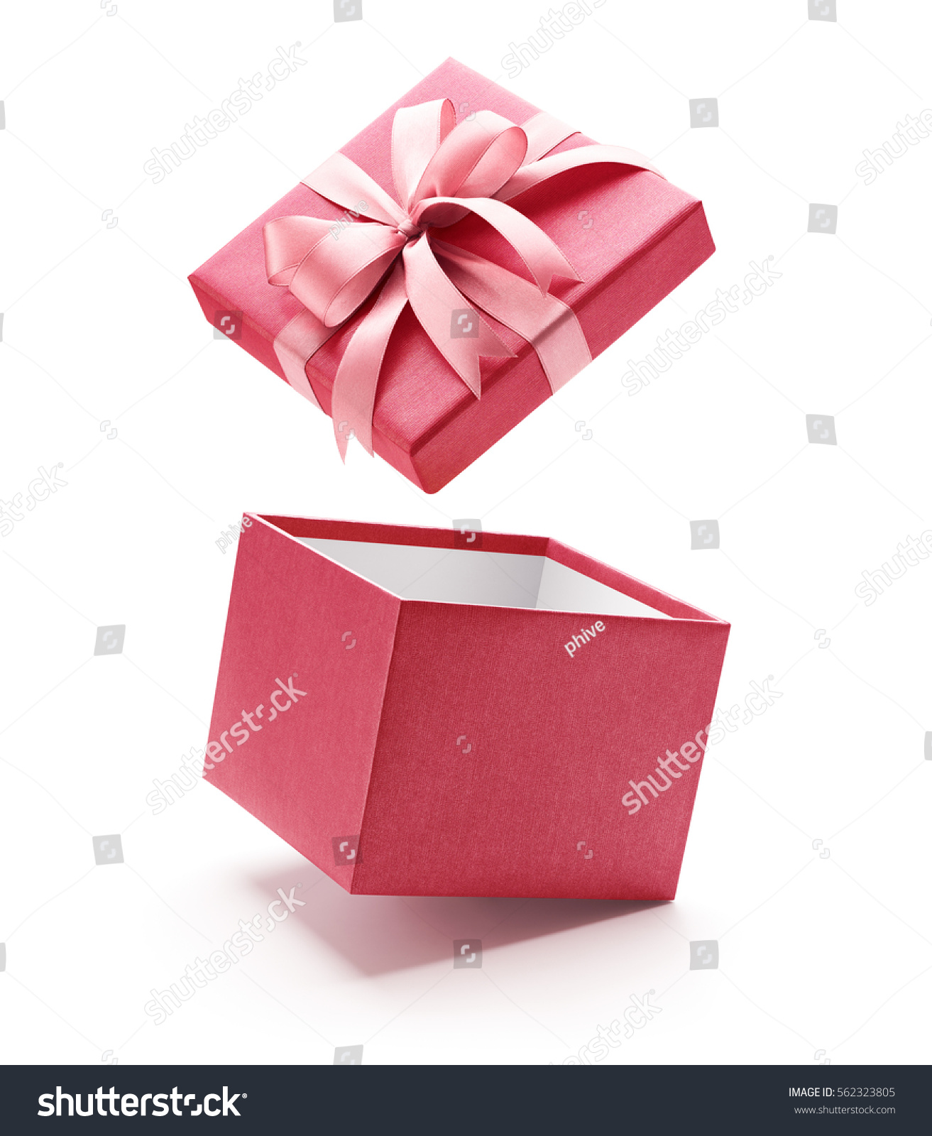 Pink open gift box isolated on white background  #562323805