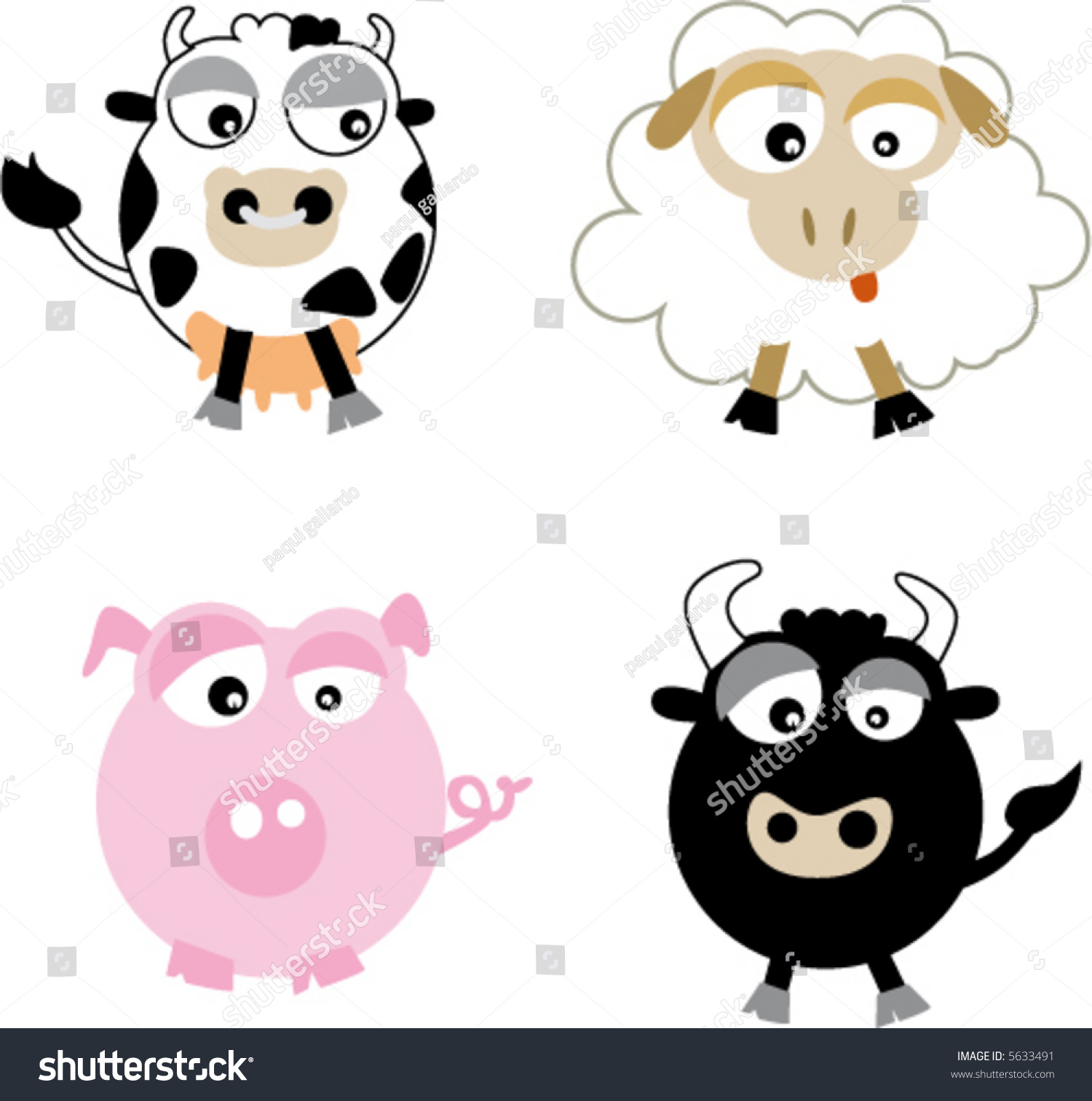 Farm animal cartoons (cow, pig, bull, ewe) - Royalty Free Stock Vector ...