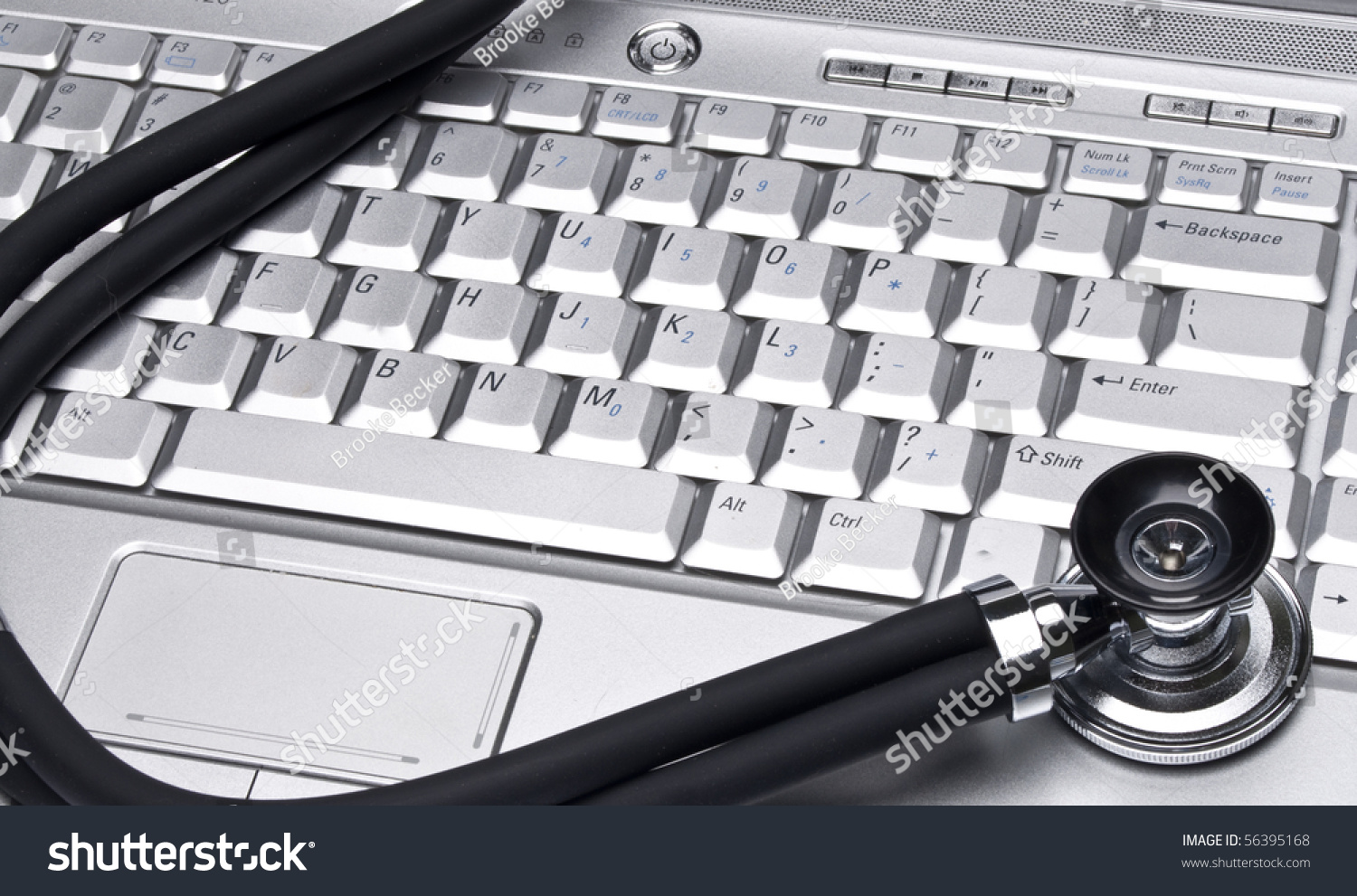 Medical Records Conceptual Image with Stethoscope and Laptop Computer. #56395168