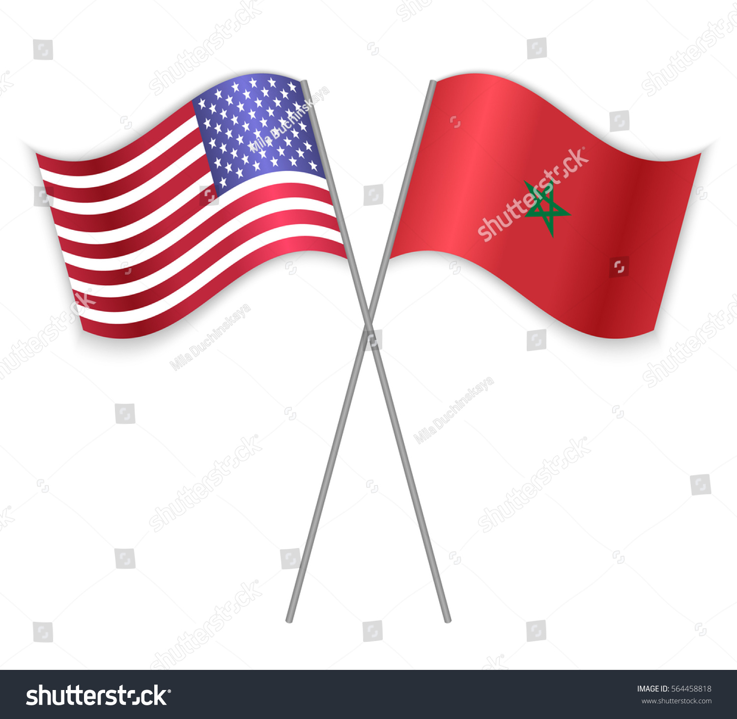 American and Moroccan crossed flags. United - Royalty Free Stock Vector ...
