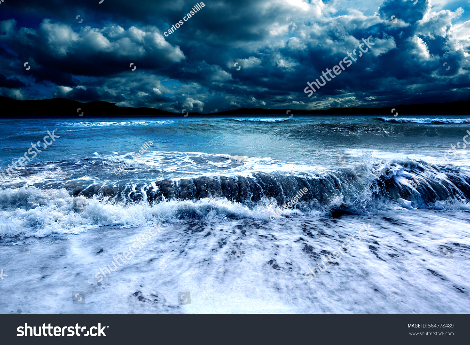 Ocean and sea storm.Cloudy sky and waves #564778489