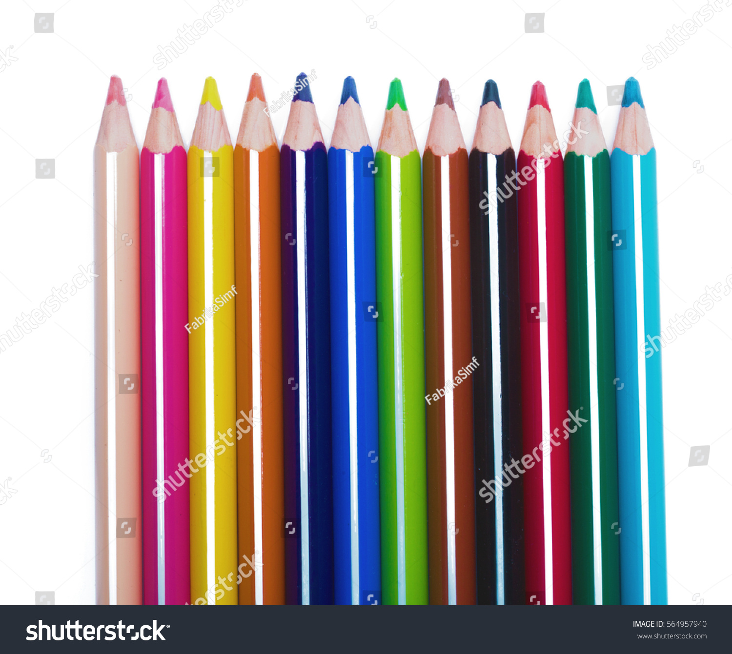 Color pencils isolated on white background #564957940