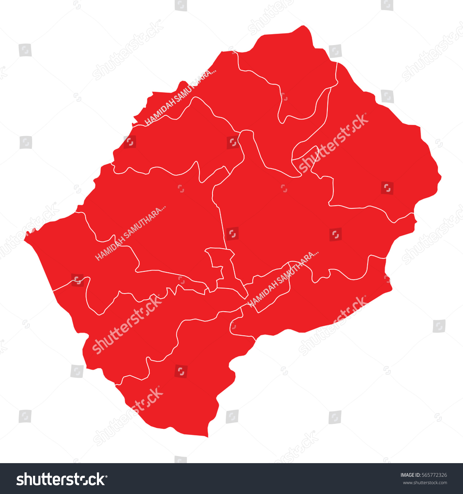 Red map of lesotho #565772326