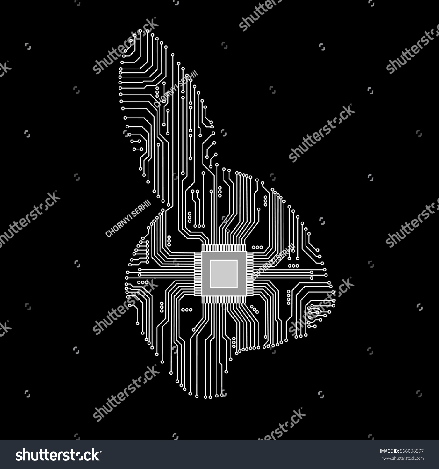 Abstract rabbit. Rabbit as an electronic circuit. Vector illustration. #566008597