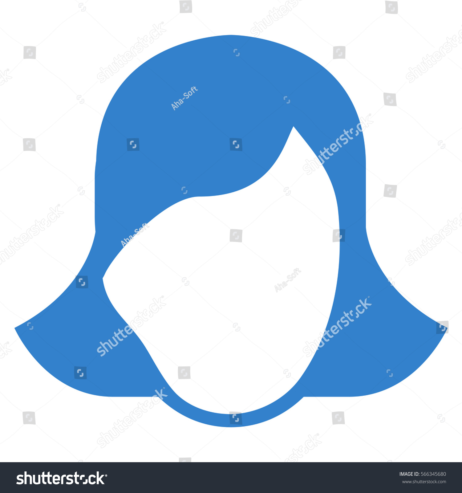 Lady Face Template vector icon. Flat cobalt symbol. Pictogram is isolated on a white background. Designed for web and software interfaces. #566345680