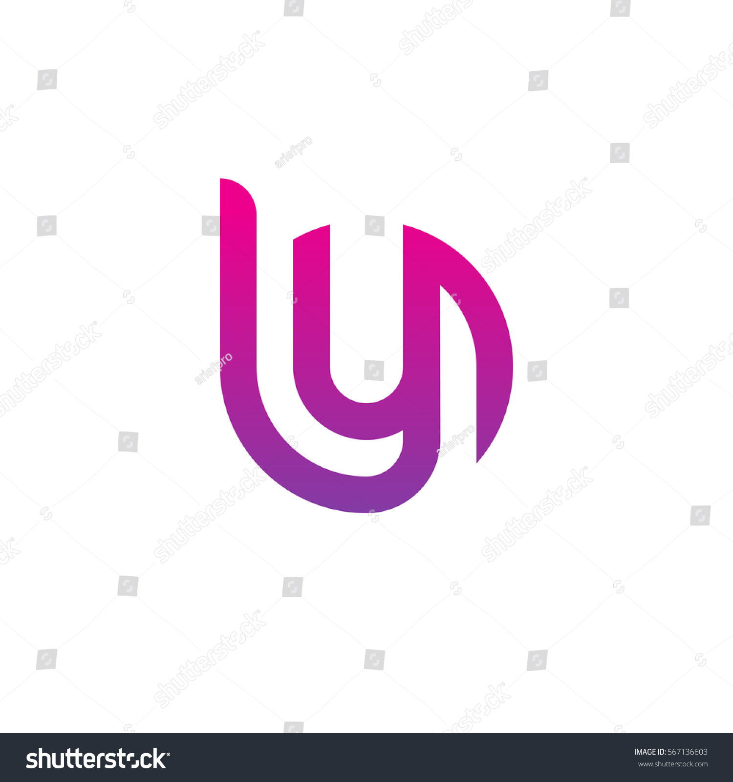 Initial Letter Logo By, Yb, Y Inside B Rounded - Royalty Free Stock ...