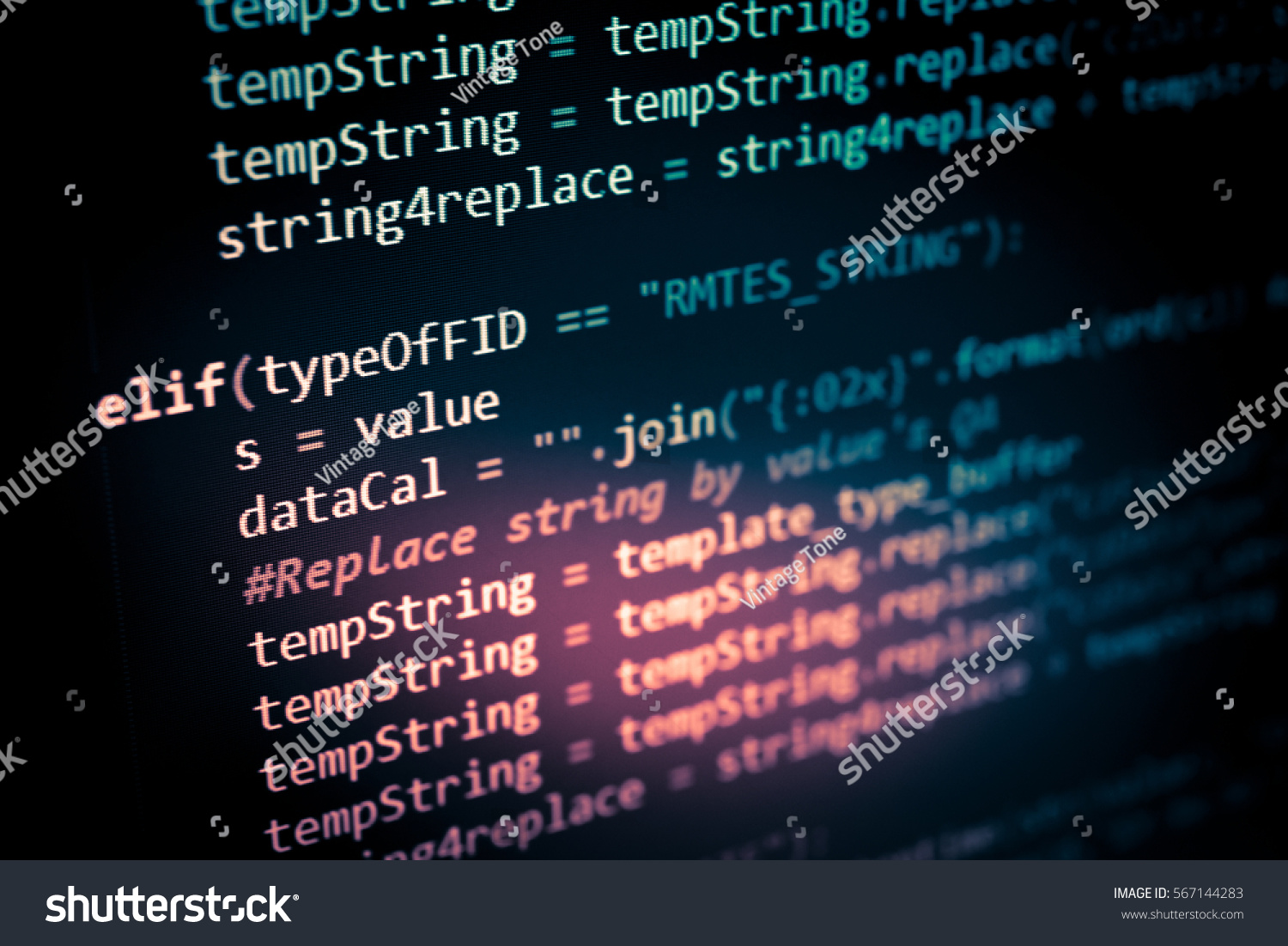 Software developer programming code. Abstract computer script code. Programming code screen of software developer. Software Programming Work Time.  #567144283