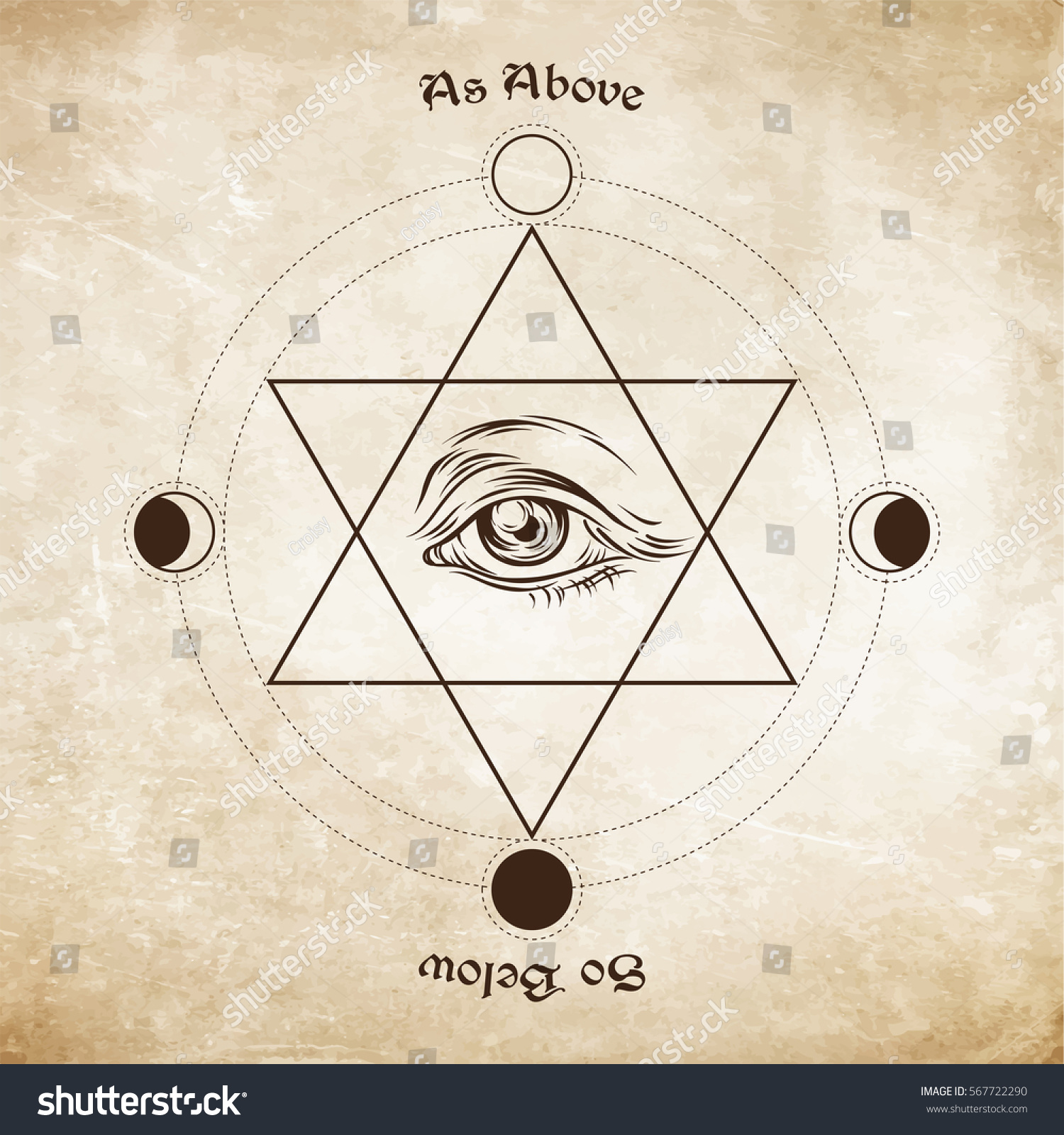 Eye of providence in the center of the hexagram. - Royalty Free Stock ...