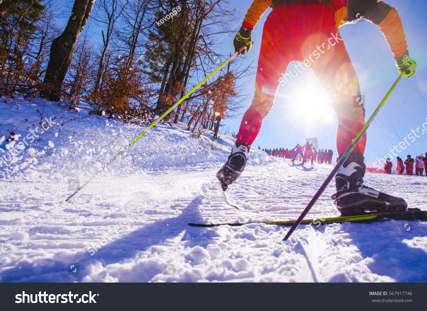 Nordic ski skier on the track in winter - sport active photo with space for your montage - Illustration picture for winter olympic game in pyeongchang 2018 #567917746