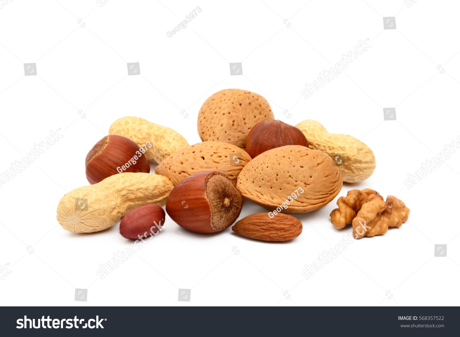 Mixed nuts isolated on white background #568357522