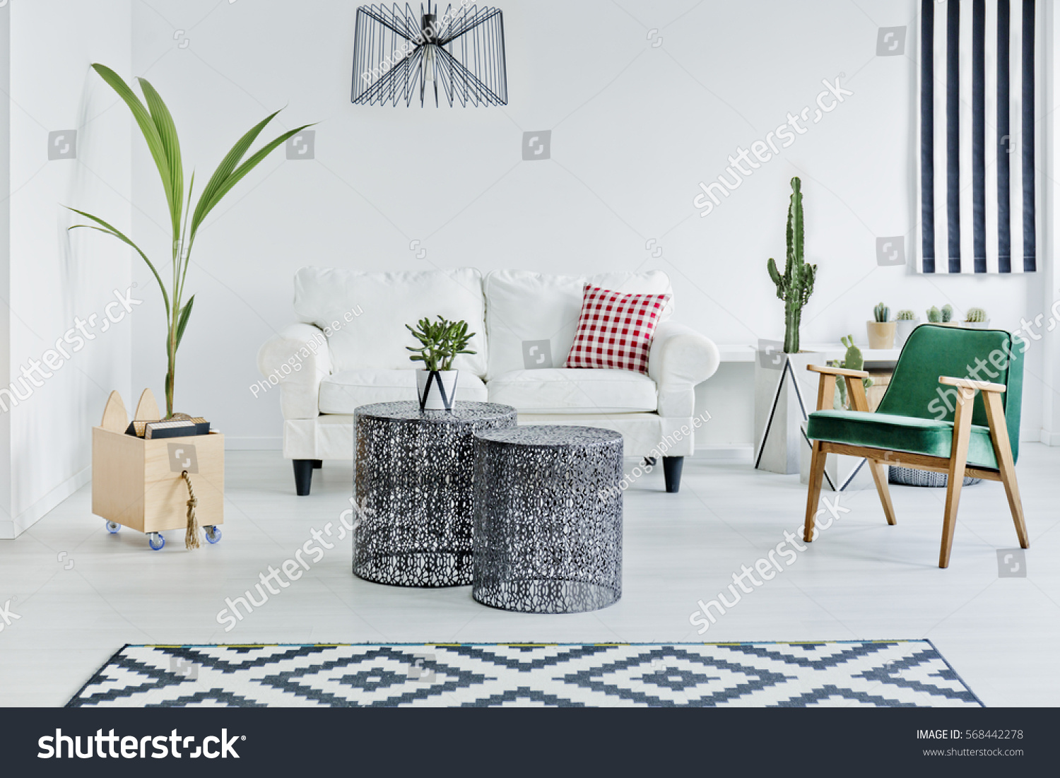 Spacious room with designed with scandinavian style #568442278