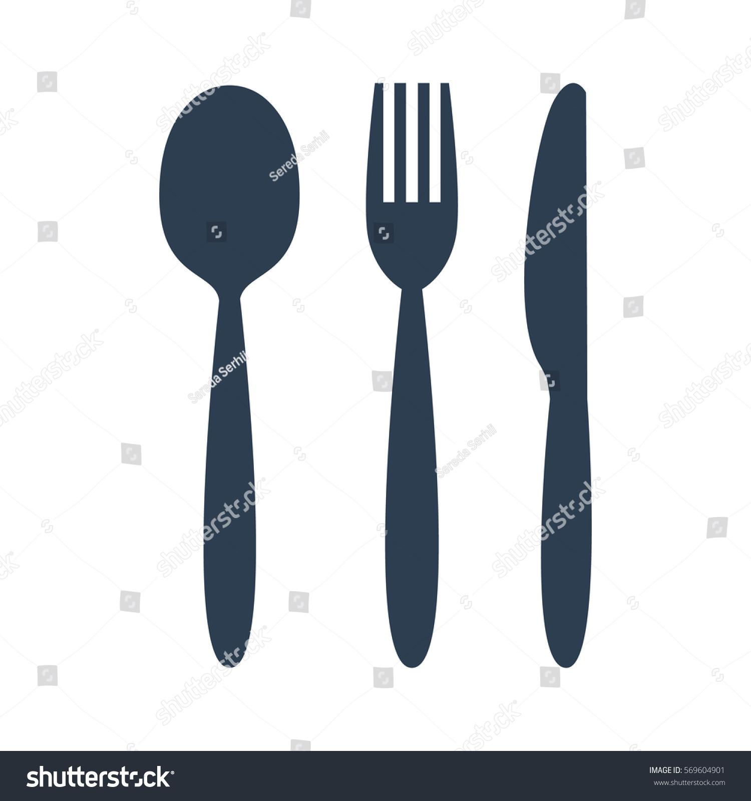 knife, fork and spoon on white background. Vector illustration #569604901
