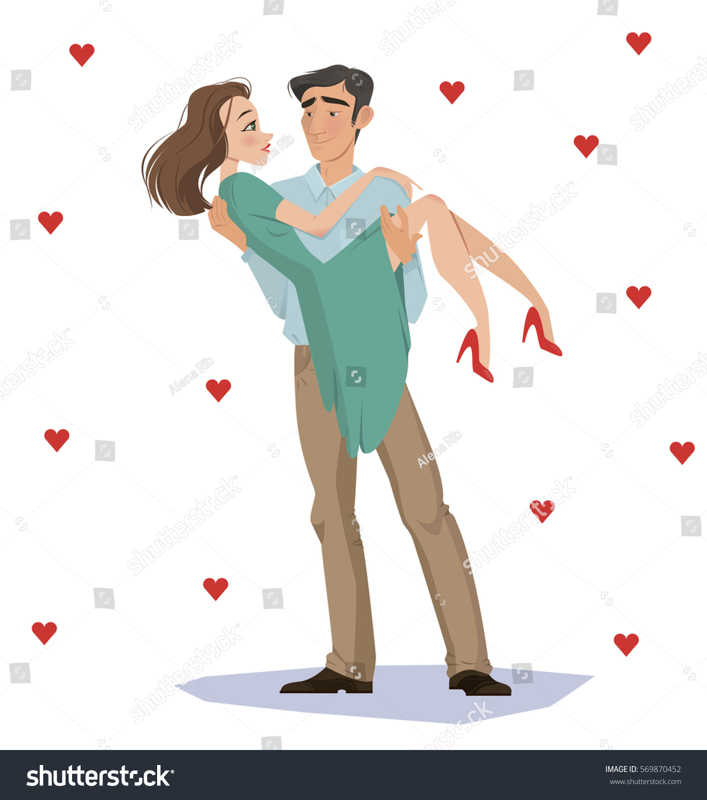 Man Holds Girl In His Arms Lovers Valentines Royalty Free Stock