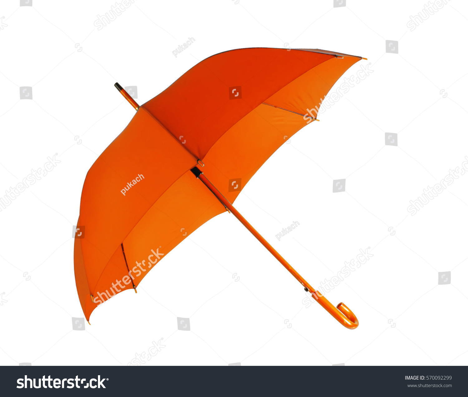 Opened orange umbrella isolated on white background  #570092299