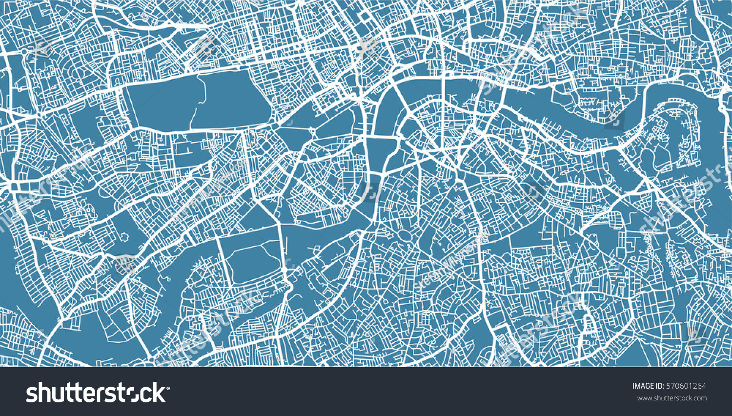 Vector map of  center of London, UK #570601264